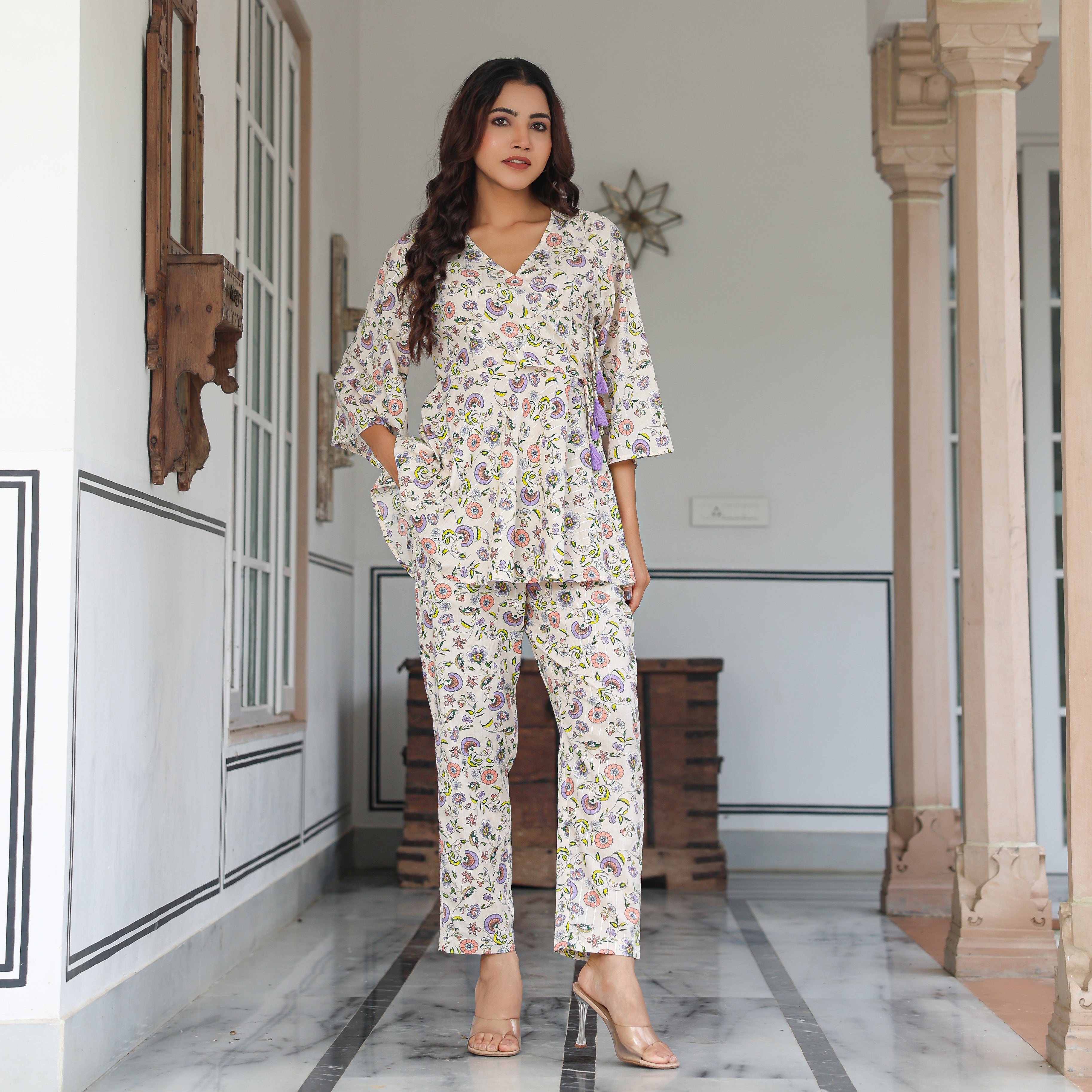 Sarah Cotton Printed Co-Ord Set