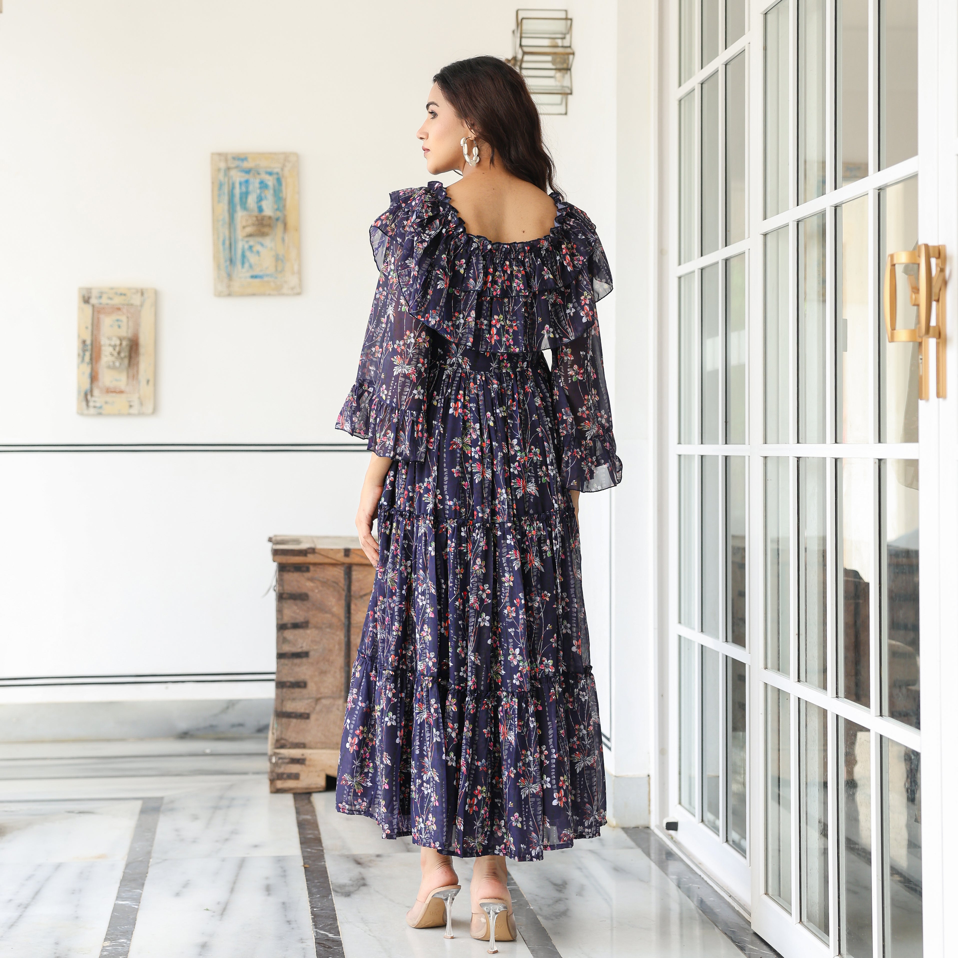 Shalby Navy Floral Maxi Dress