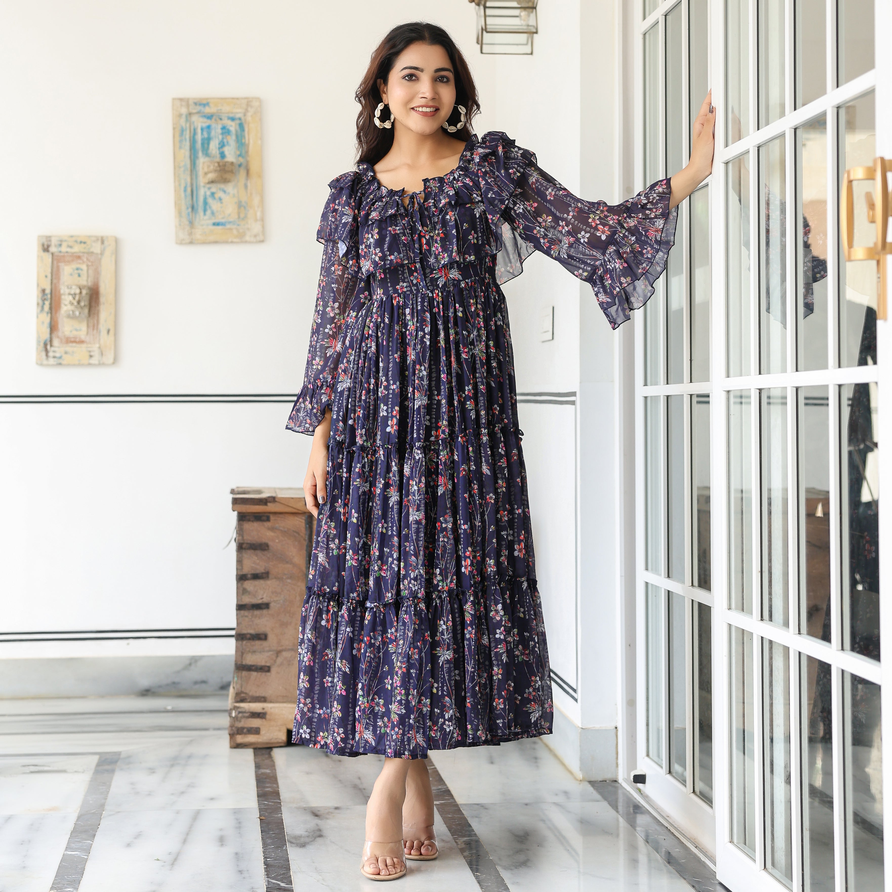 Shalby Navy Floral Maxi Dress