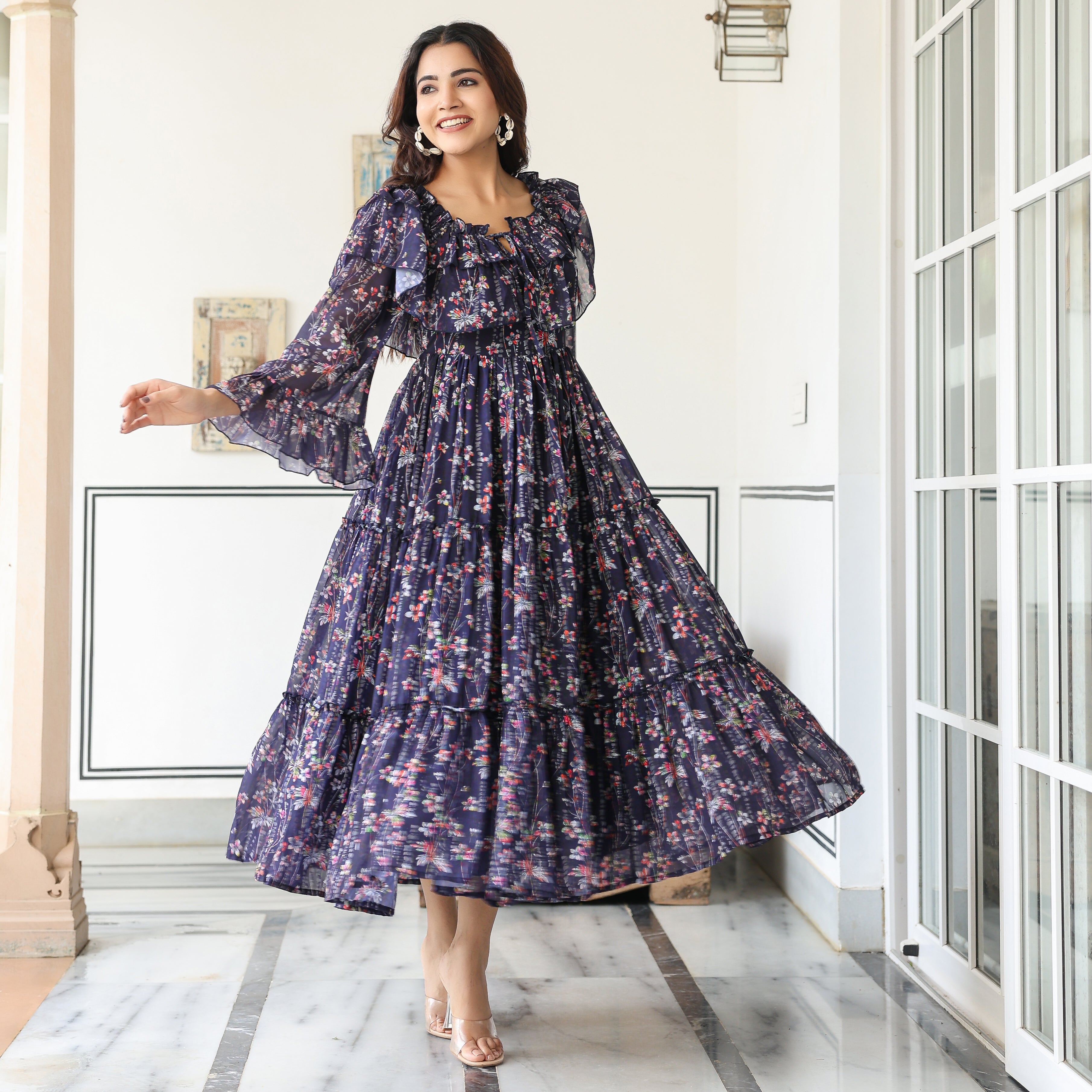 Shalby Navy Floral Maxi Dress