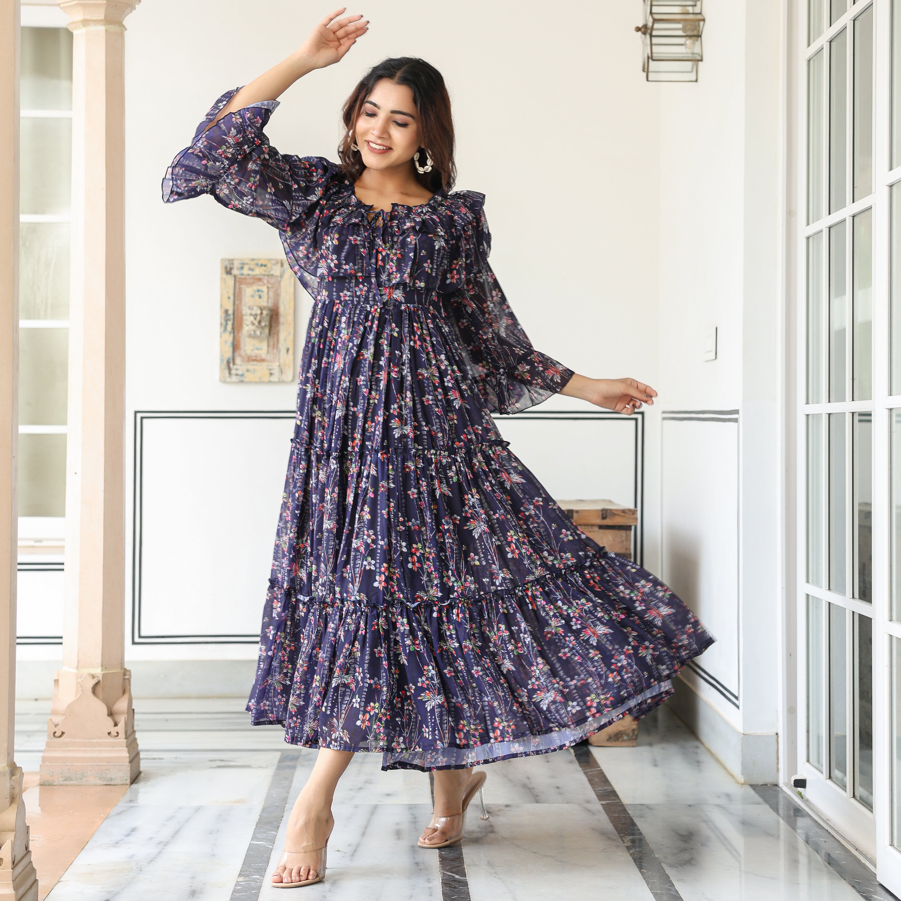 Shalby Navy Floral Maxi Dress