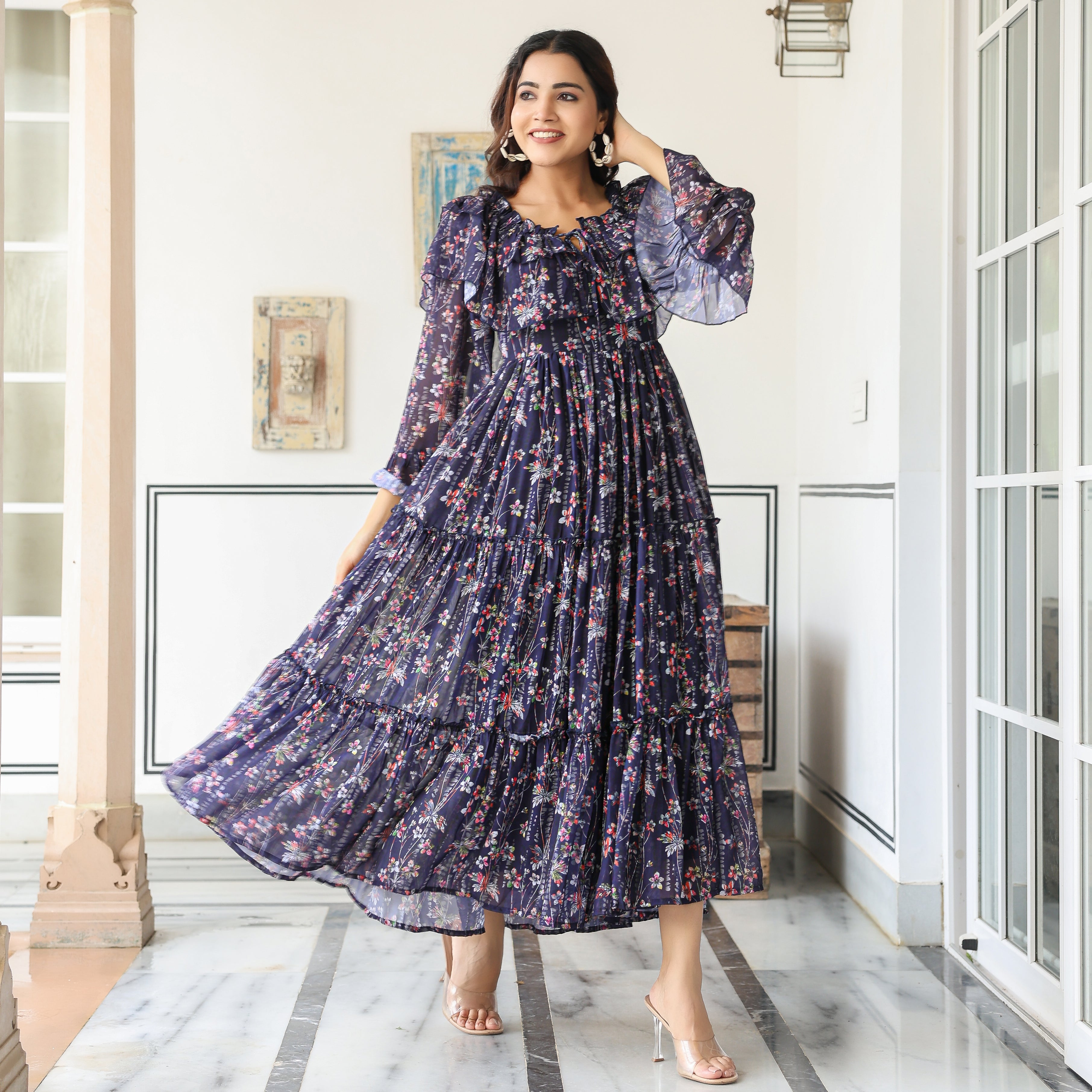 Shalby Navy Floral Maxi Dress