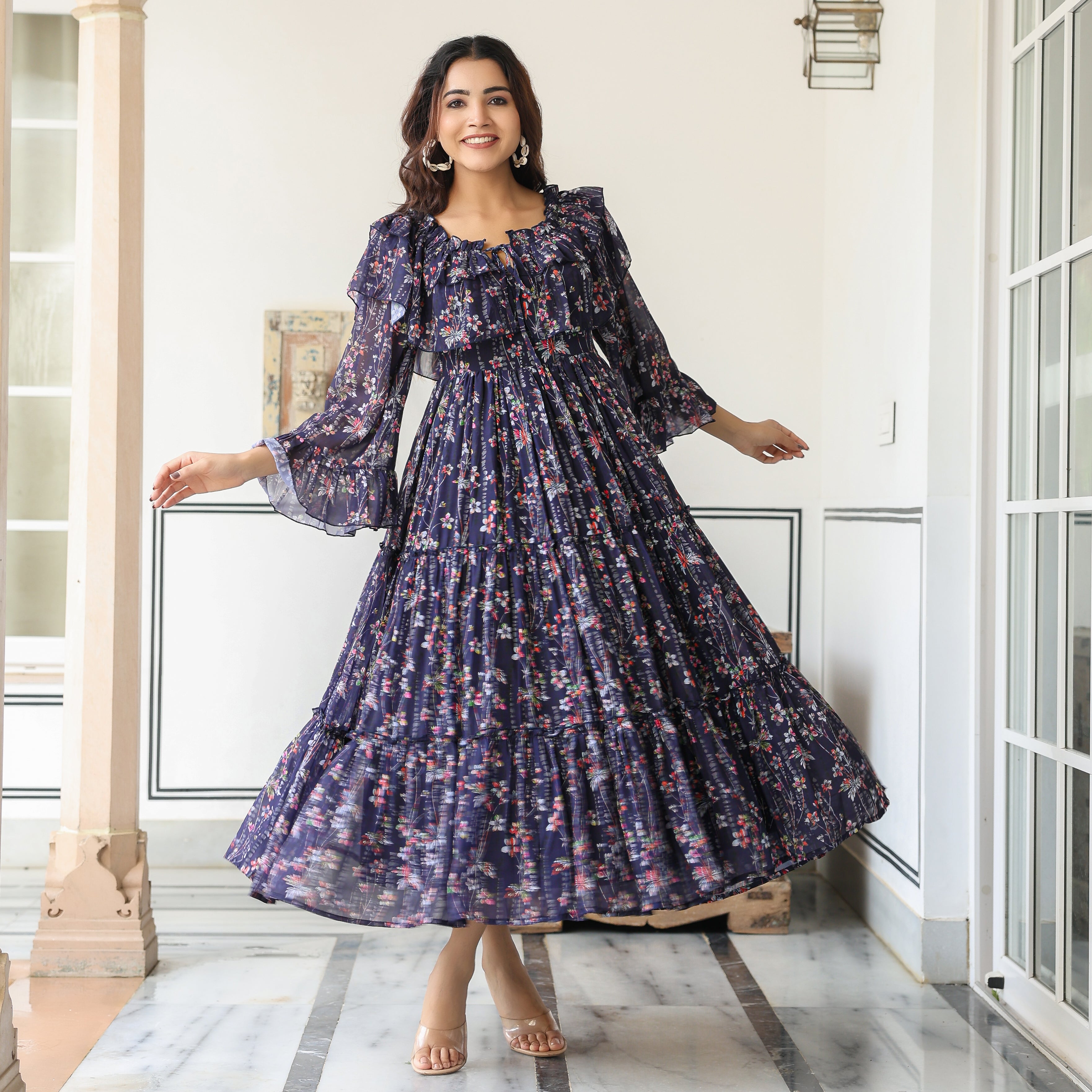 Shalby Navy Floral Maxi Dress