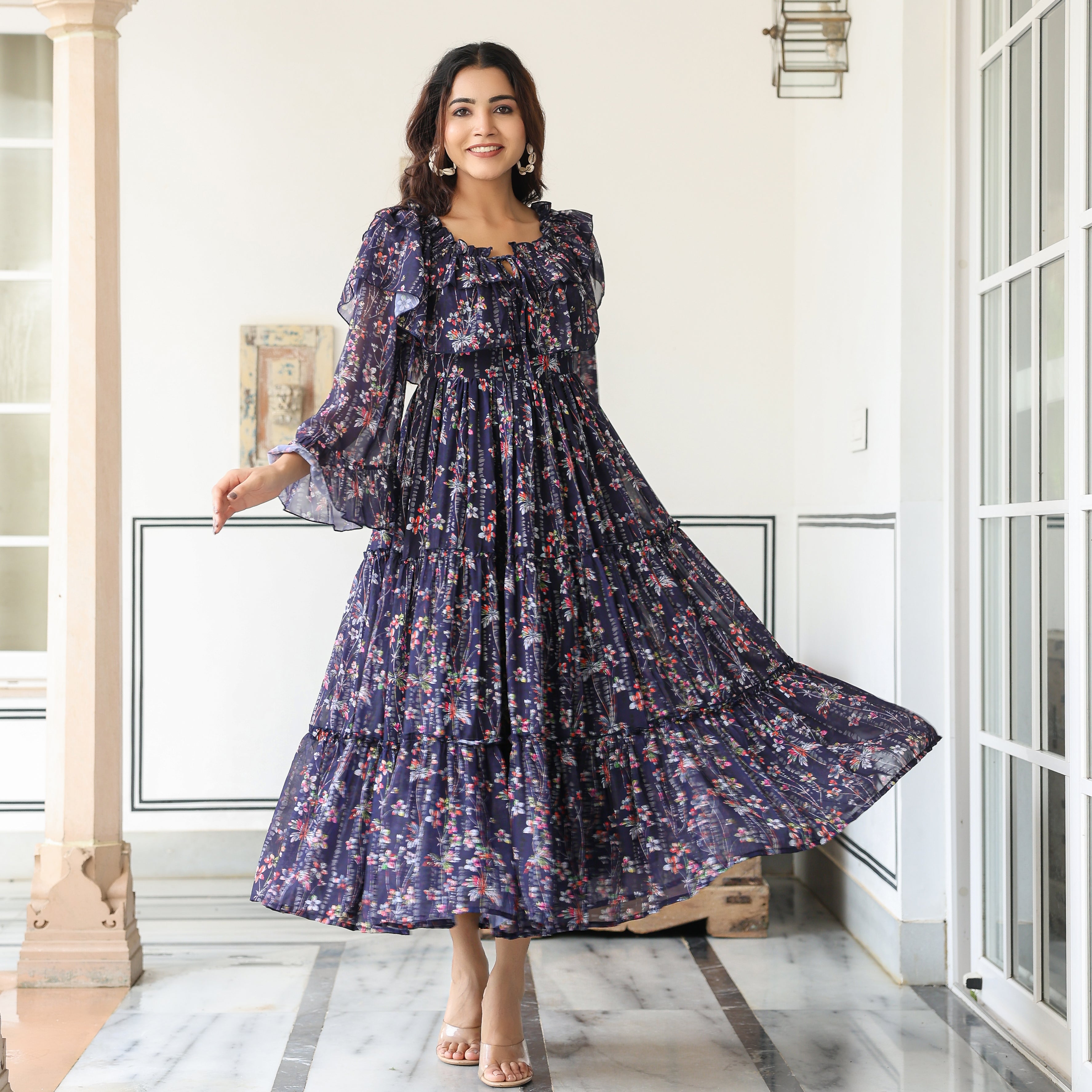 Shalby Navy Floral Maxi Dress