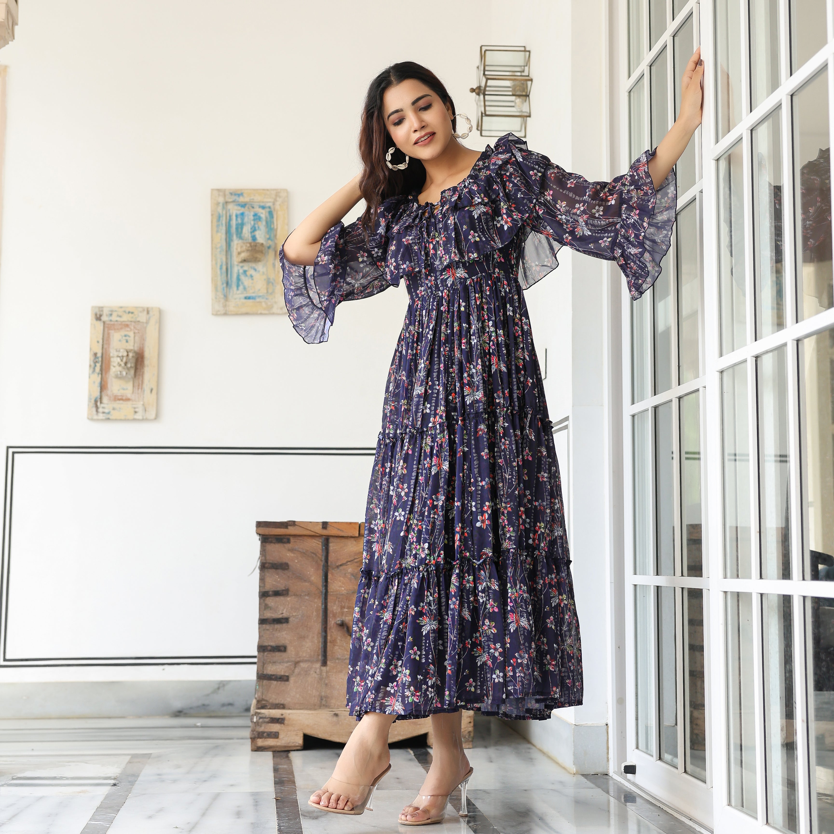 Shalby Navy Floral Maxi Dress