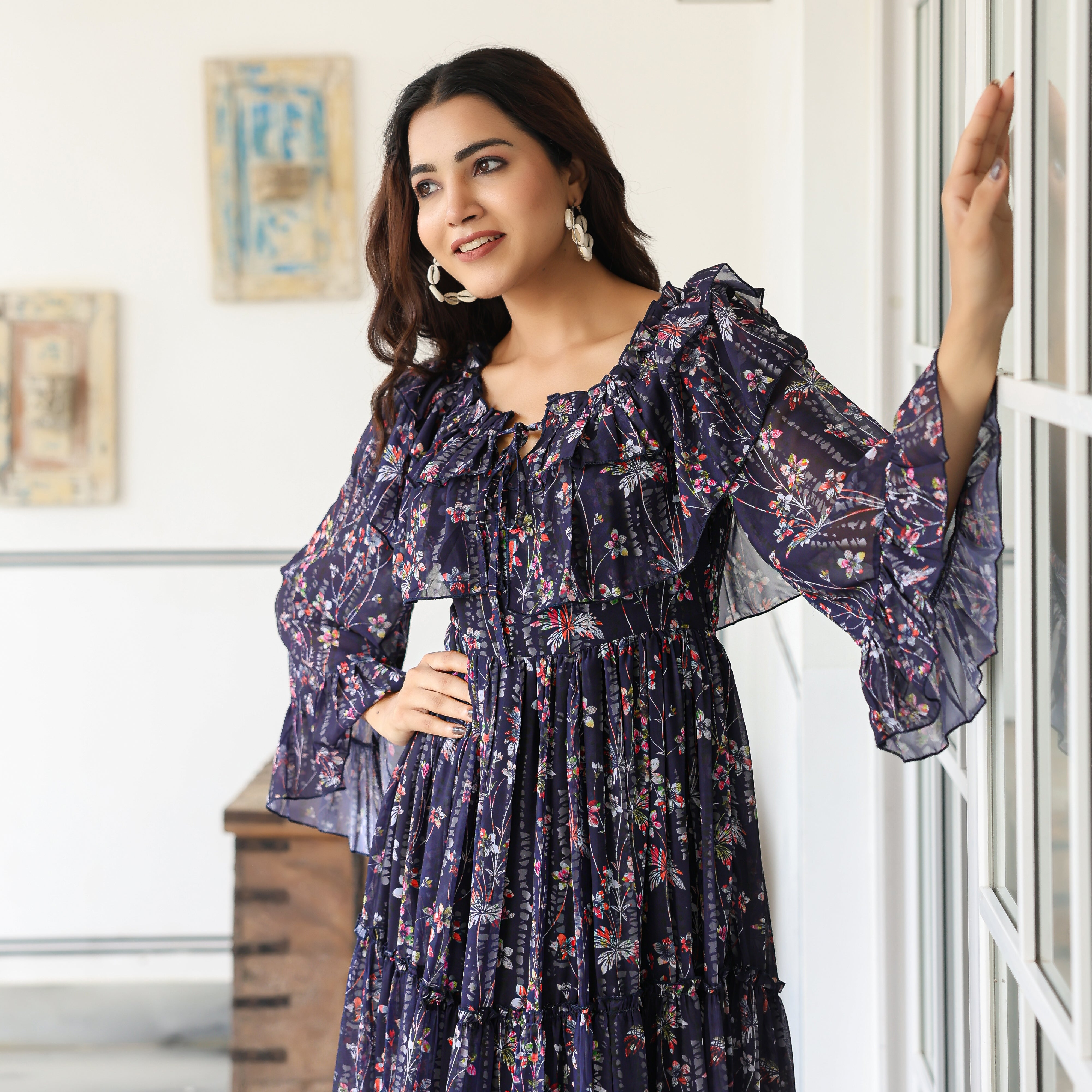 Shalby Navy Floral Maxi Dress