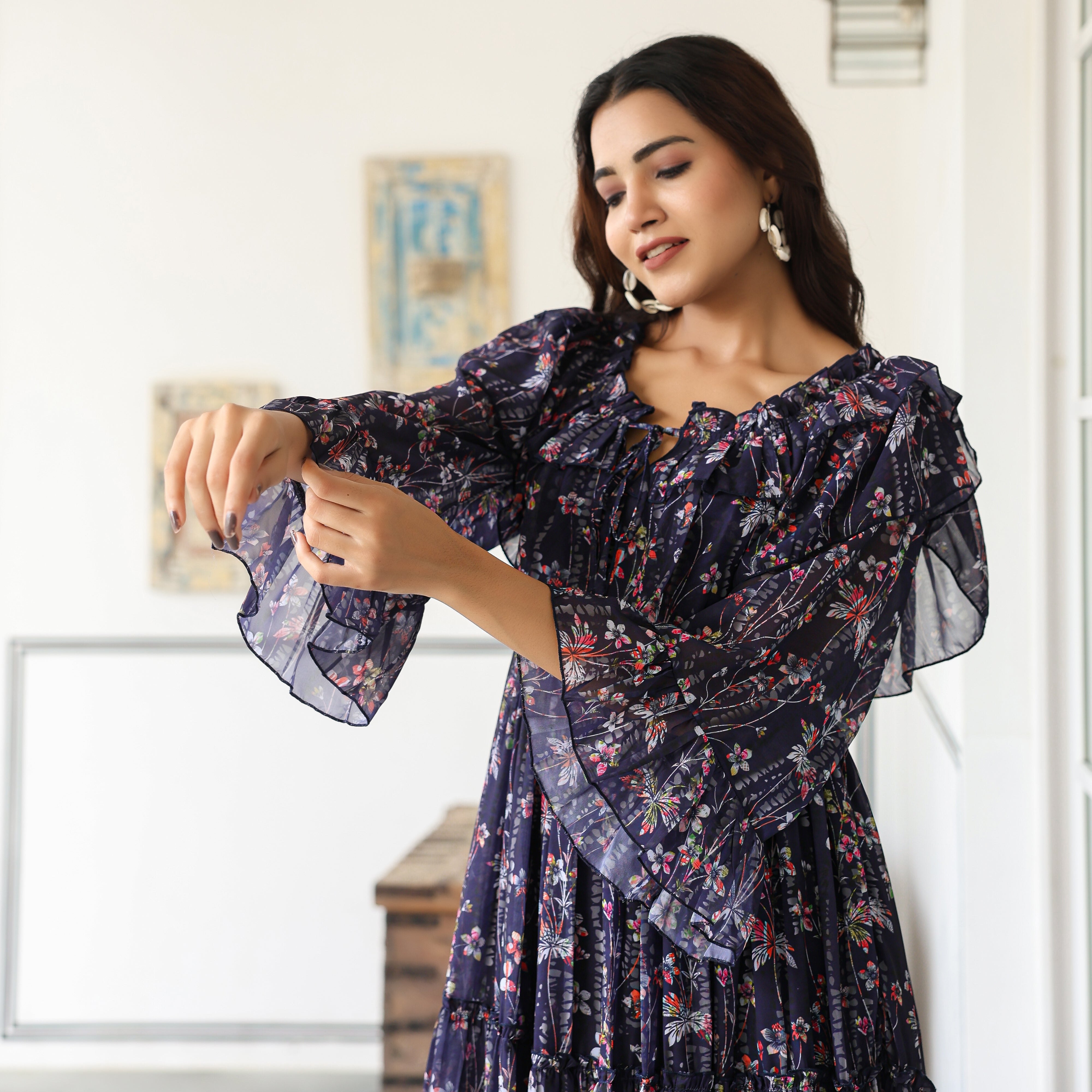 Shalby Navy Floral Maxi Dress