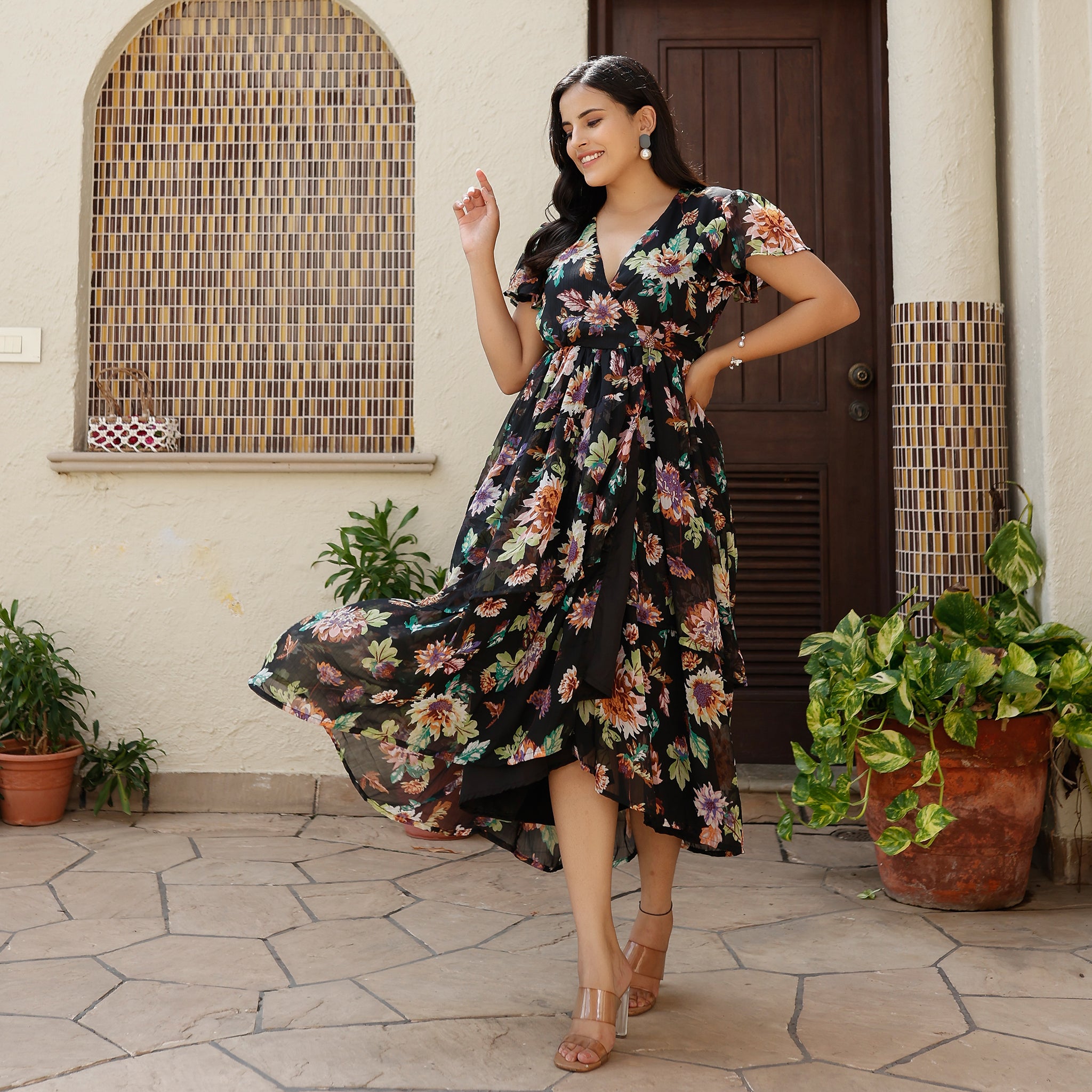 Alevtina Tropical Wrap Maxi Dress