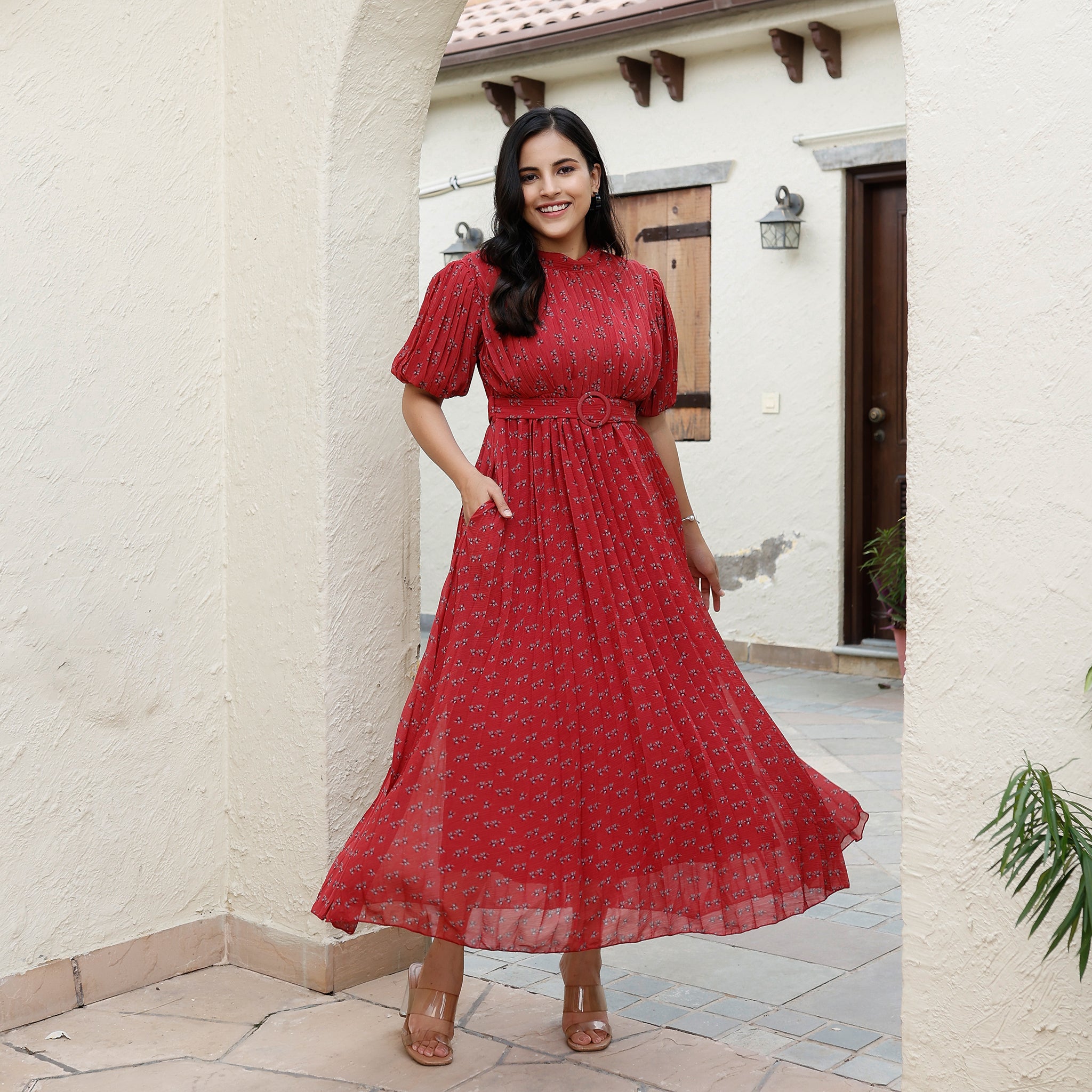 Alvina Pleated Maxi Dress