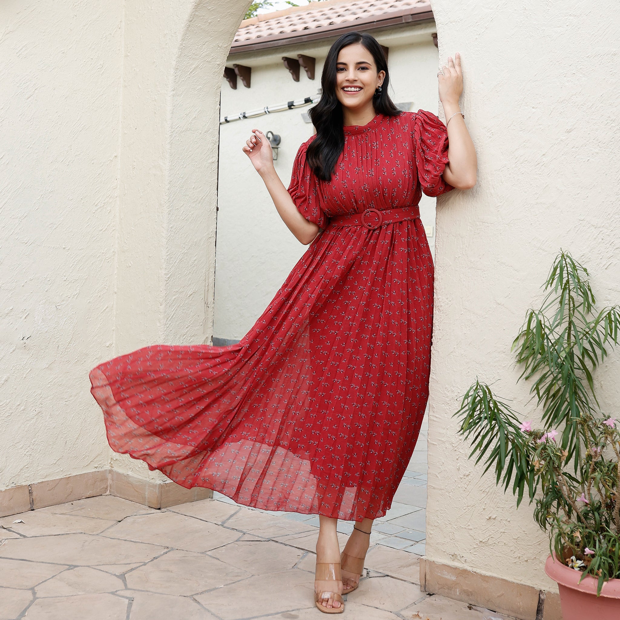 Alvina Pleated Maxi Dress