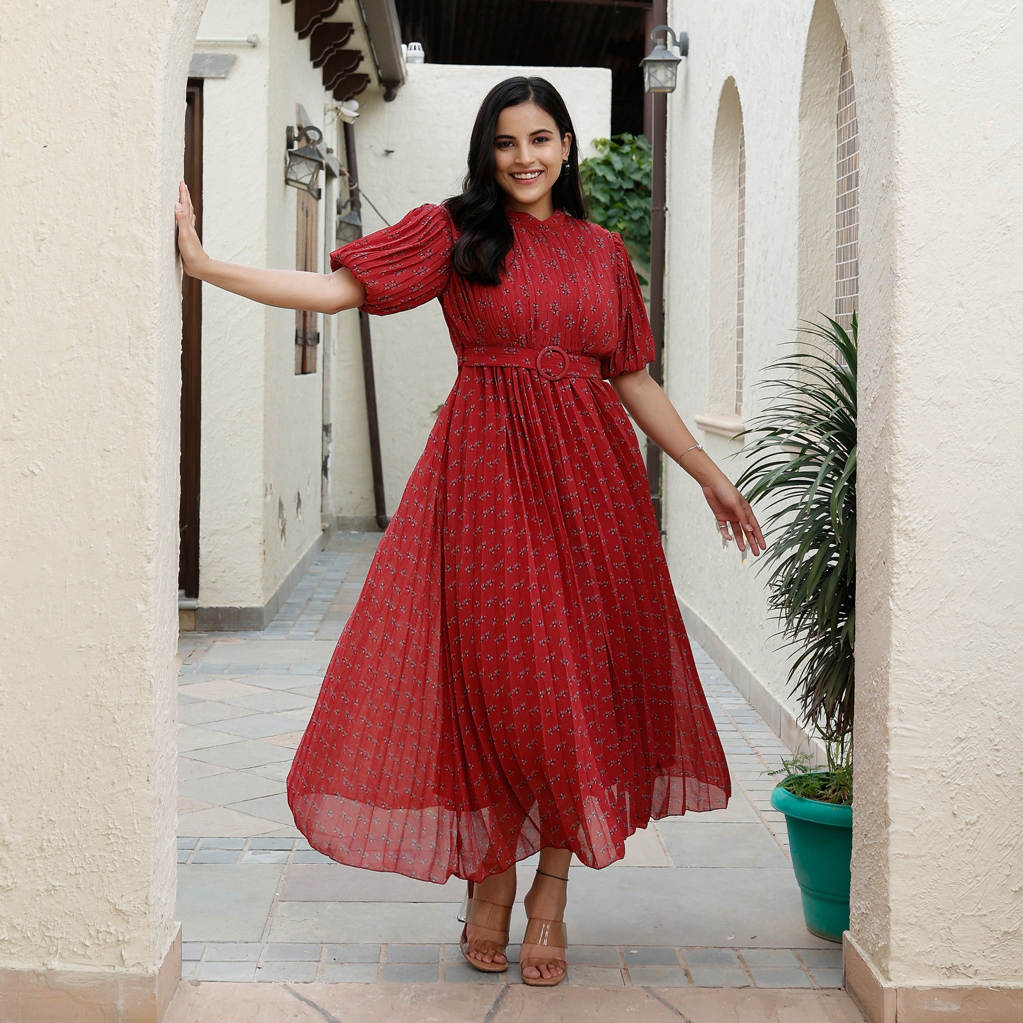 Alvina Pleated Maxi Dress