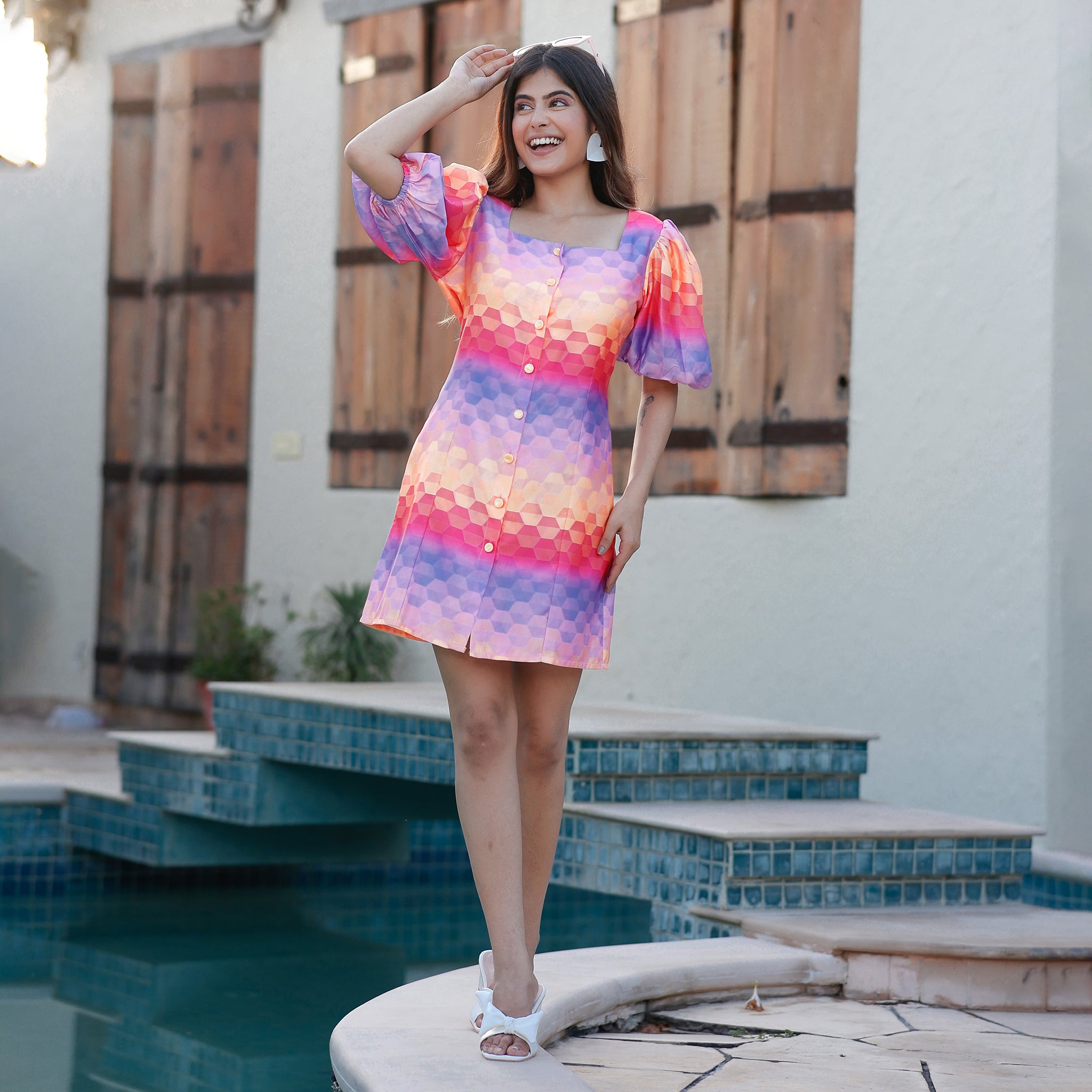 Olga Multicolor Short Dress
