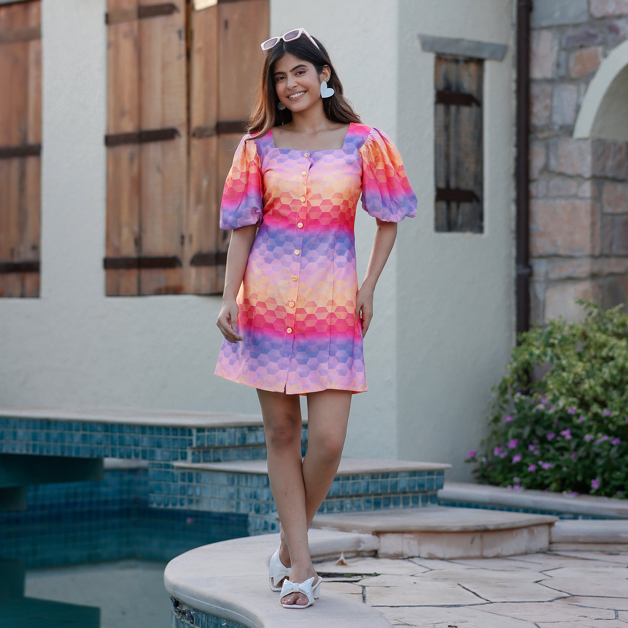 Olga Multicolor Short Dress