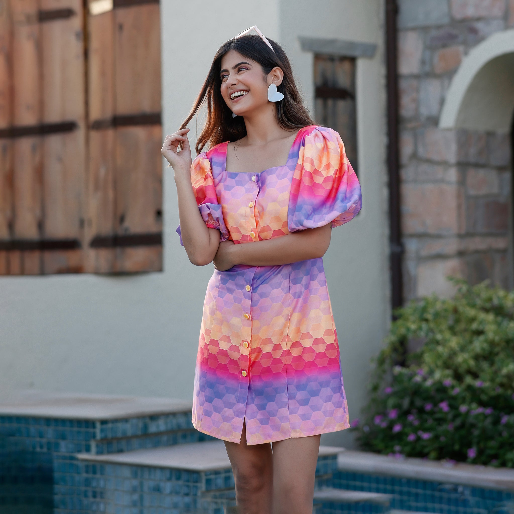 Olga Multicolor Short Dress