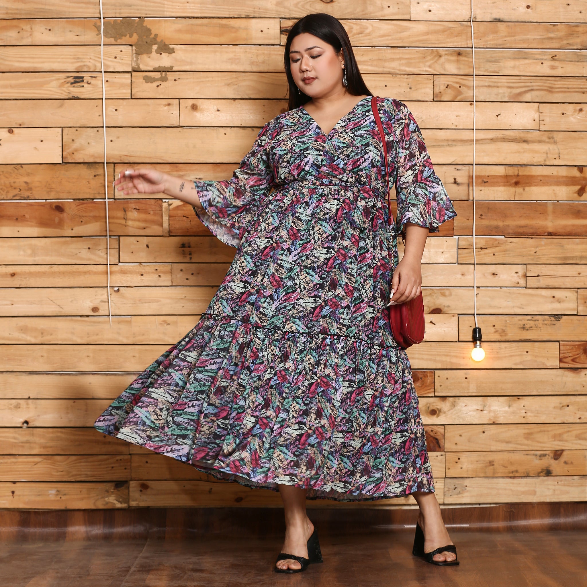 Marya Multicolor Leafy Maxi Dress