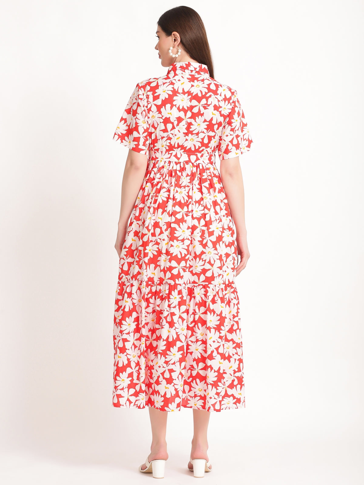 Clover Red Cotton Maxi Dress