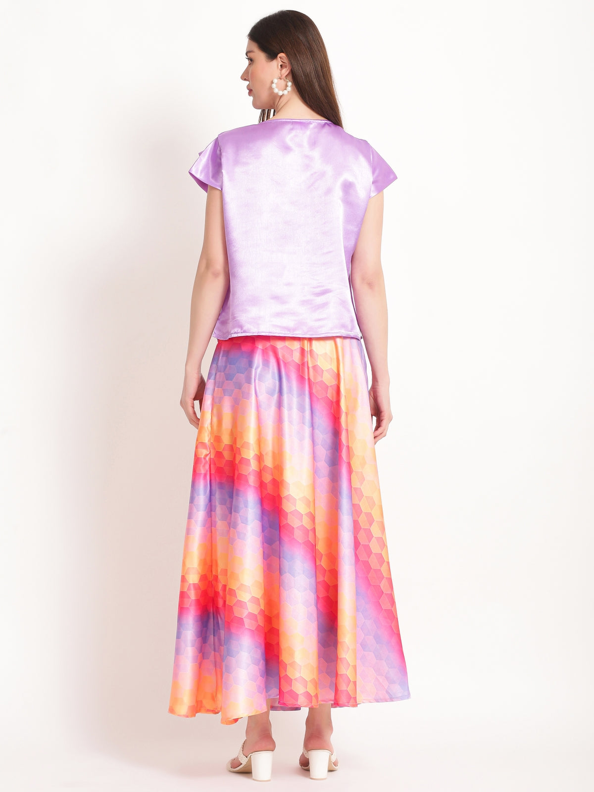 Evelyn Multicolor Satin Co-ord Set