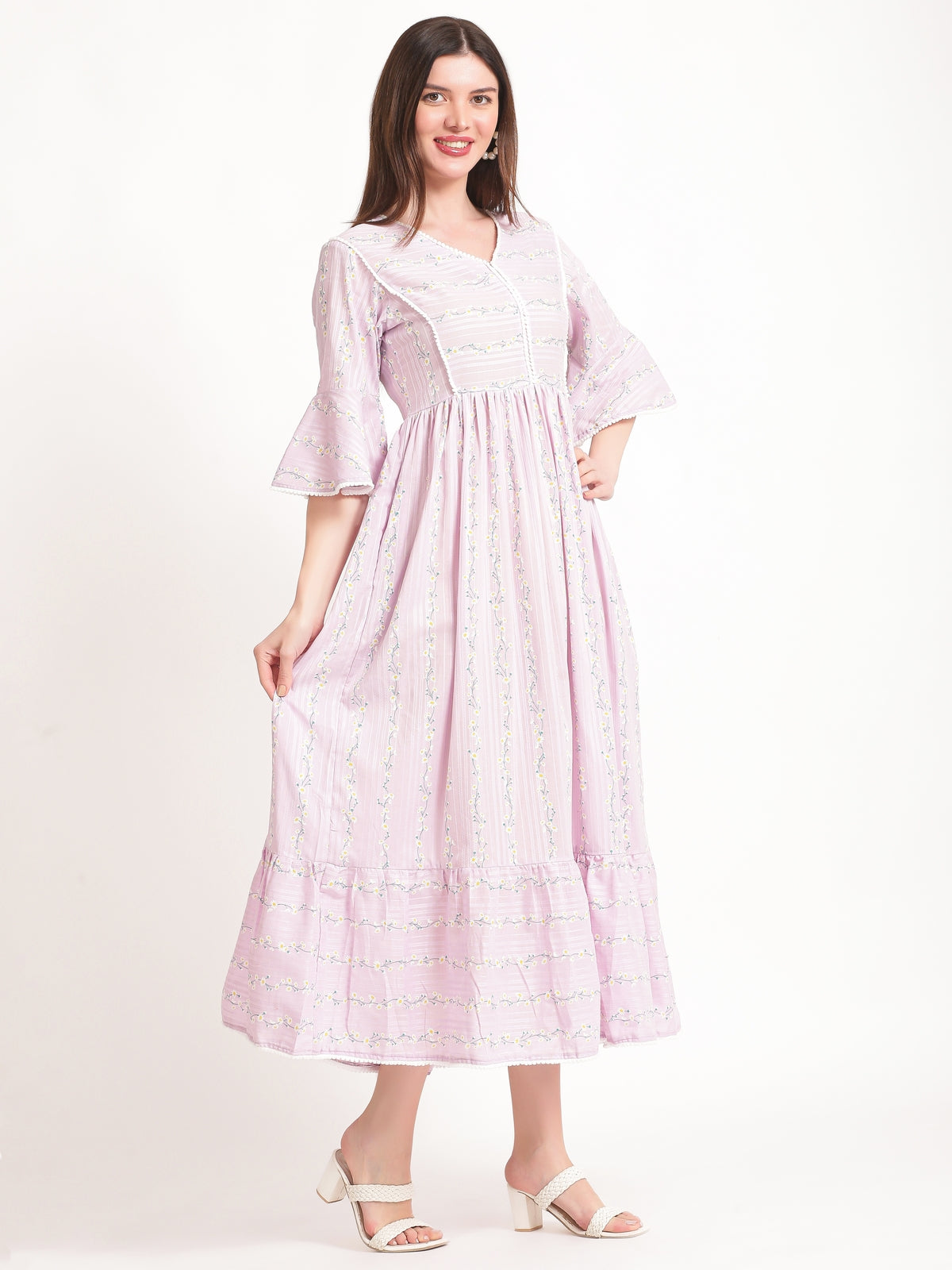 Katherine Cotton Lilac Maxi Dress