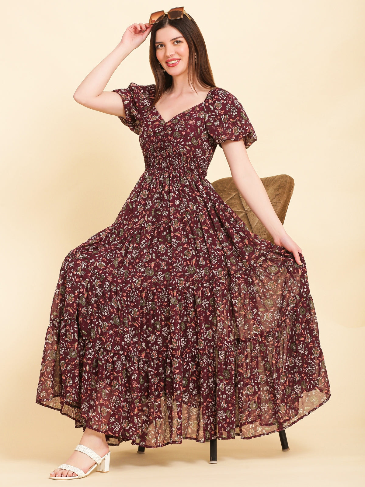 Everly Multicolor Flared Maxi Dress