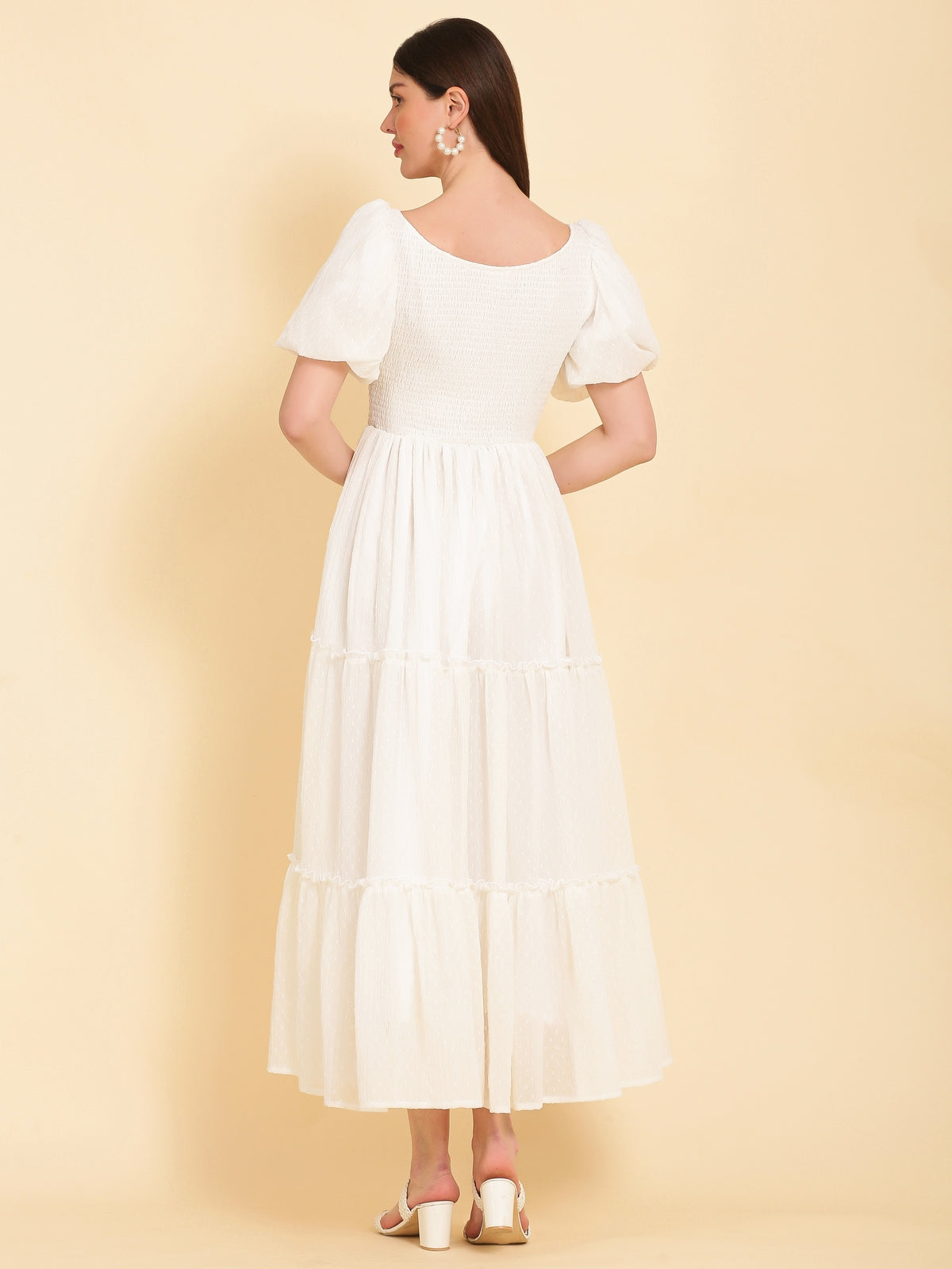 Quinn White Flared Maxi Dress