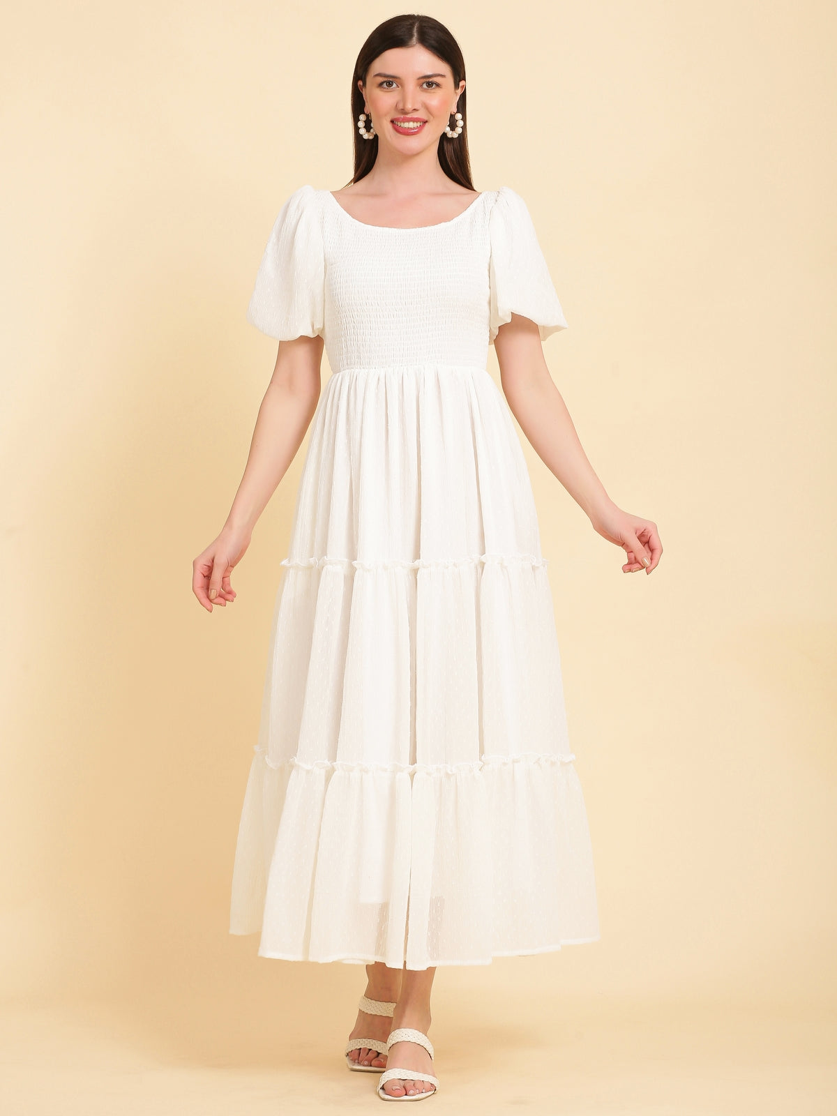 Quinn White Flared Maxi Dress