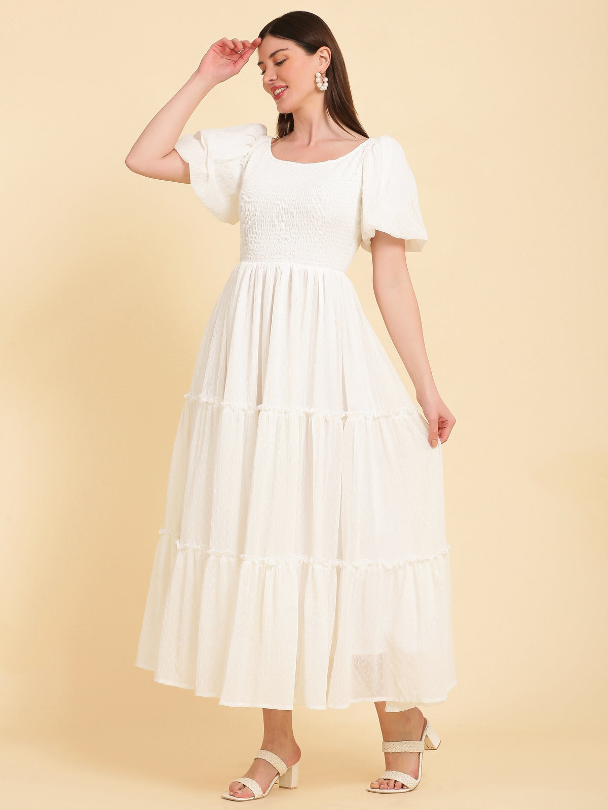 Quinn White Flared Maxi Dress