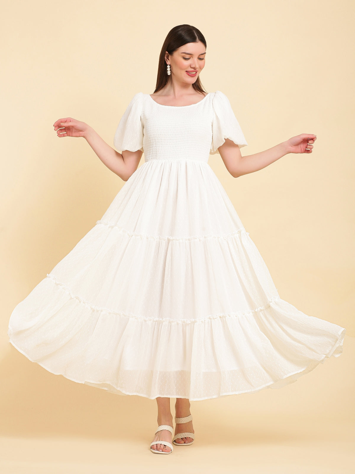 Quinn White Flared Maxi Dress