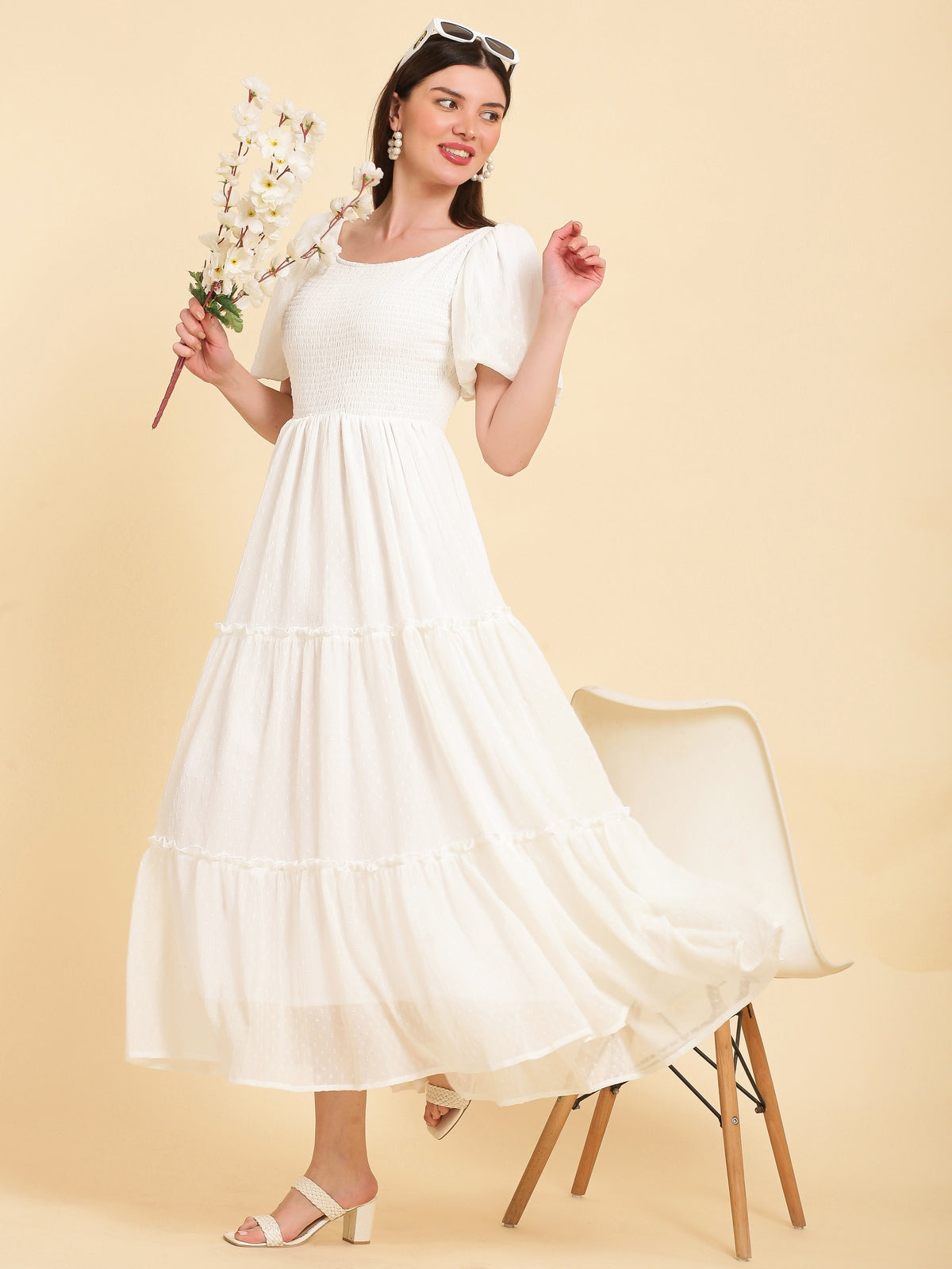 Quinn White Flared Maxi Dress