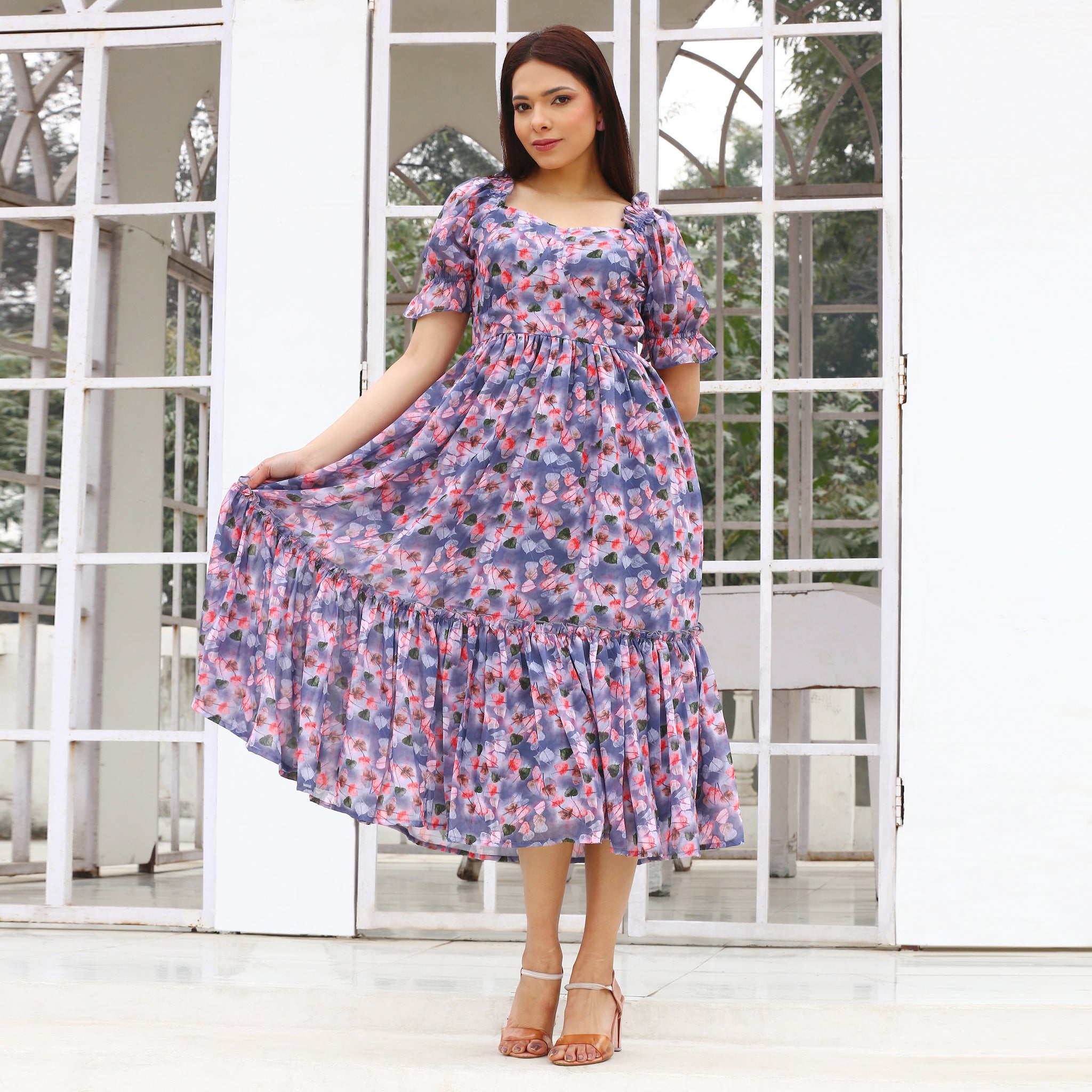 Teshi Multicolor Leafy Maxi Dress