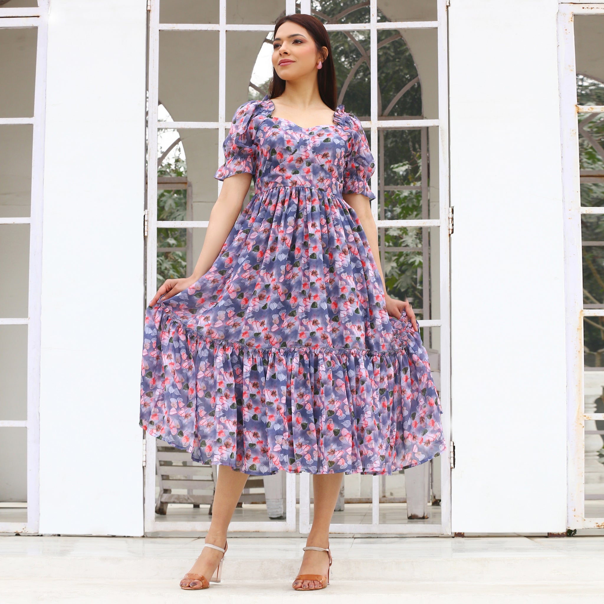 Teshi Multicolor Leafy Maxi Dress