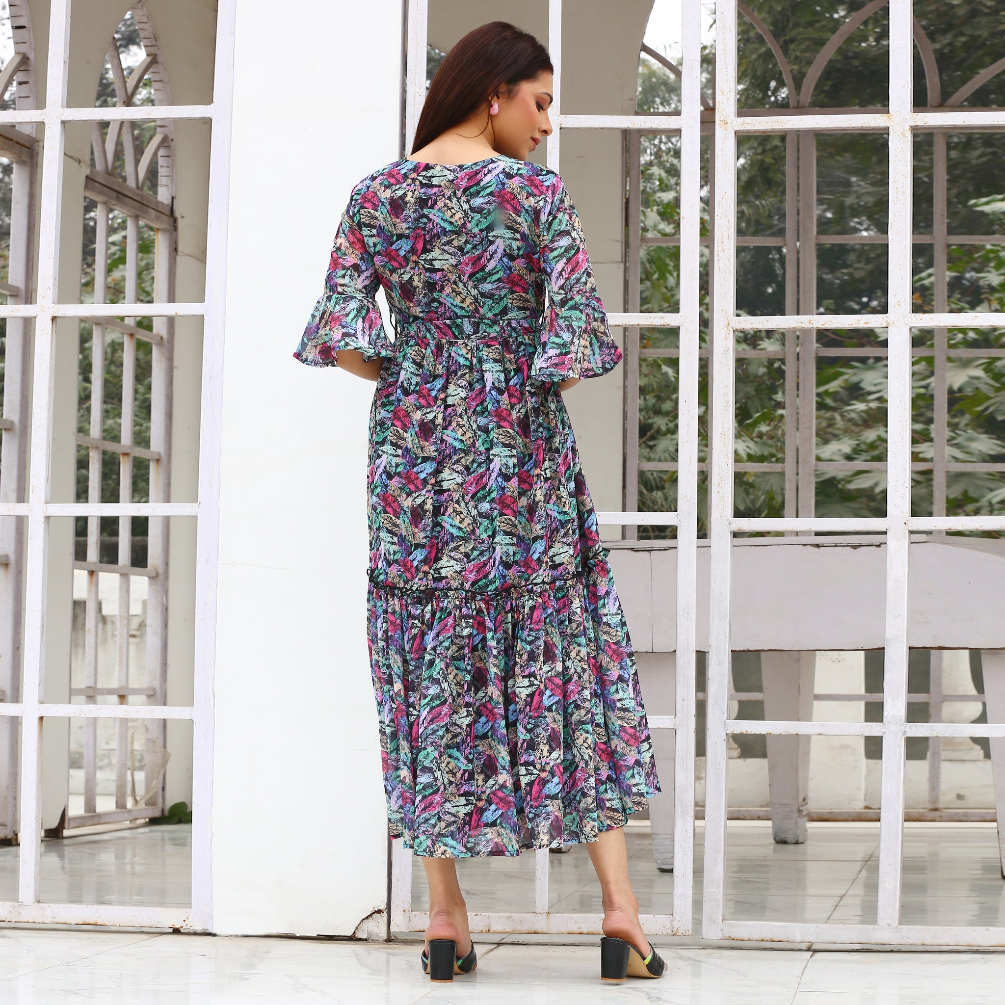 Marya Multicolor Leafy Maxi Dress