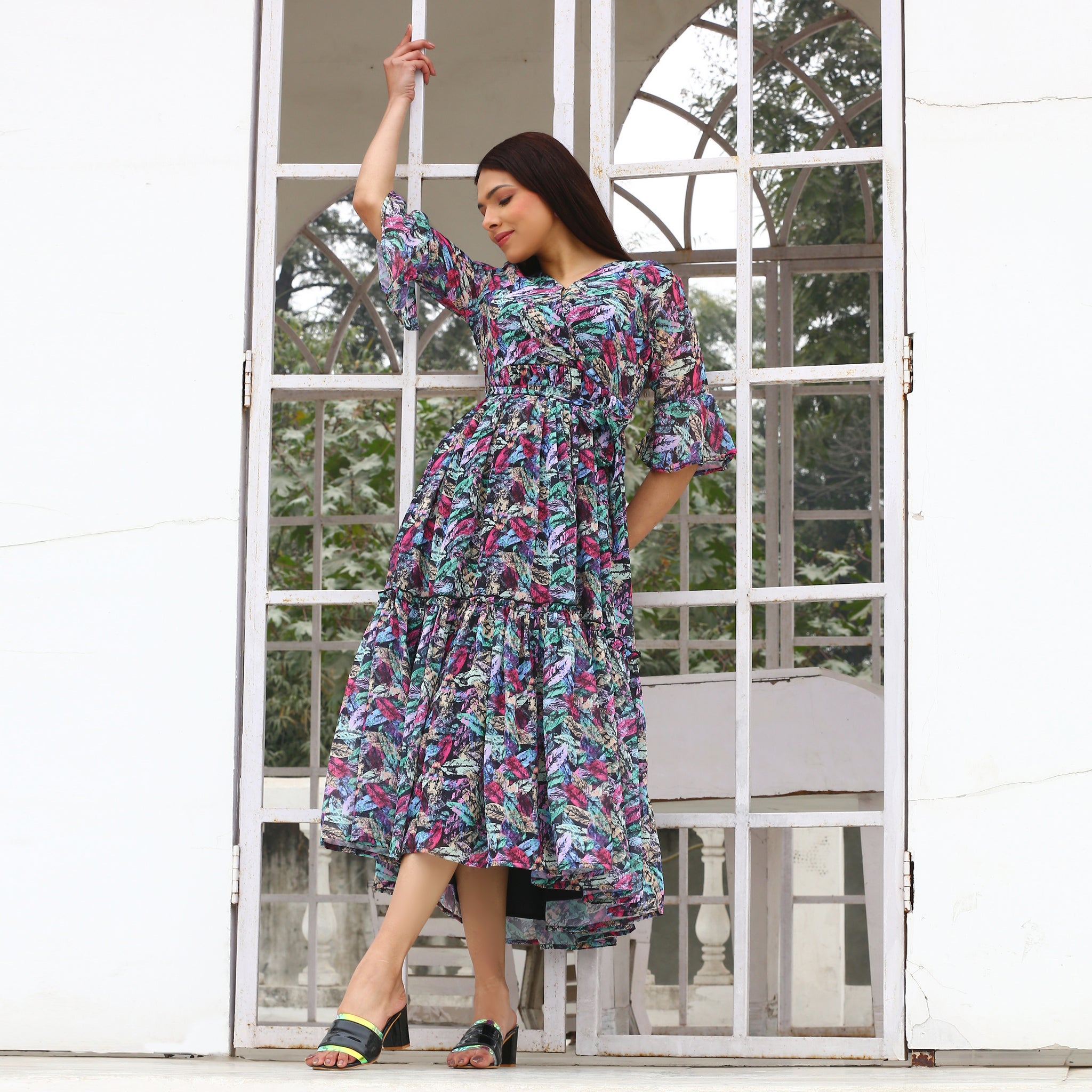 Marya Multicolor Leafy Maxi Dress