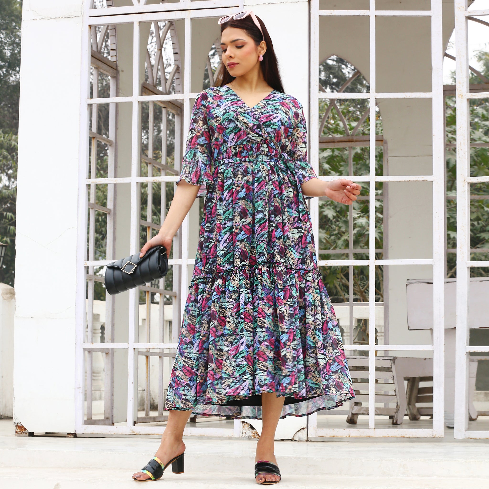 Marya Multicolor Leafy Maxi Dress