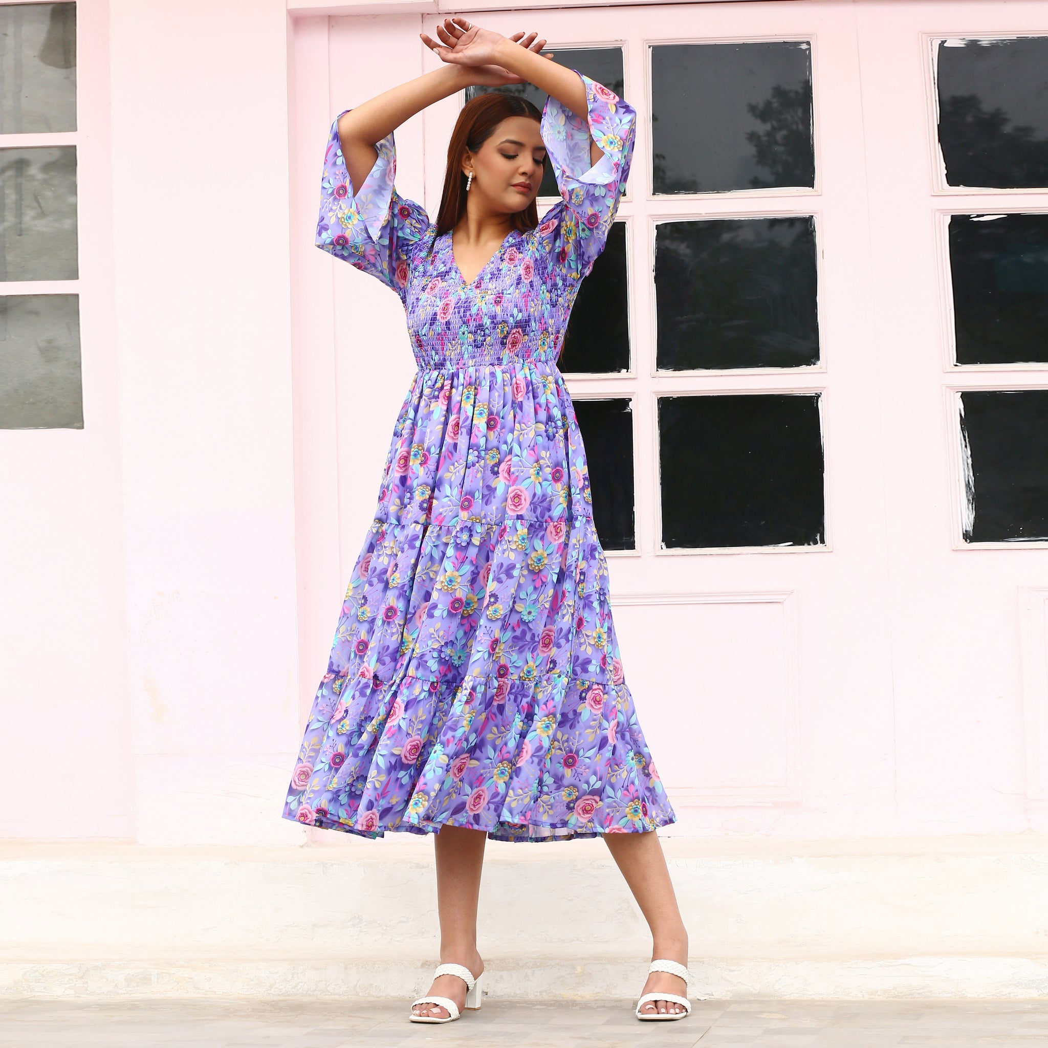 Shevonne Lavender Smocked Maxi Dress