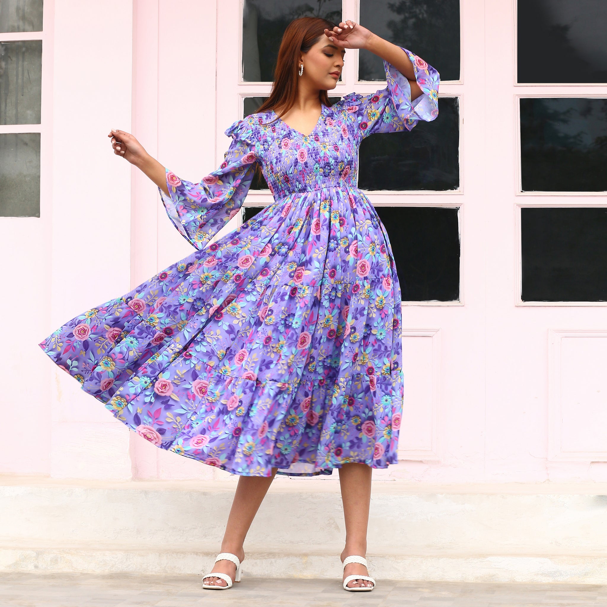 Shevonne Lavender Smocked Maxi Dress