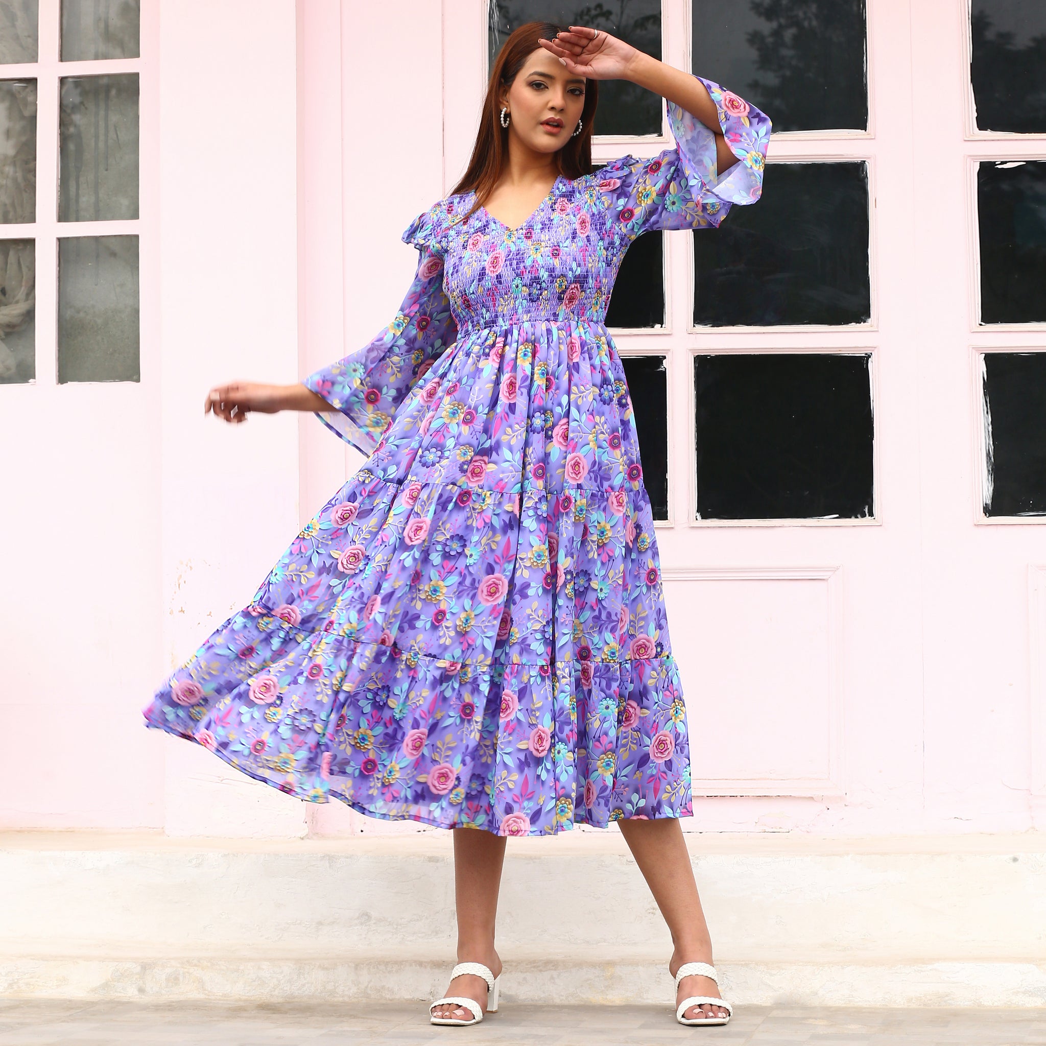 Shevonne Lavender Smocked Maxi Dress