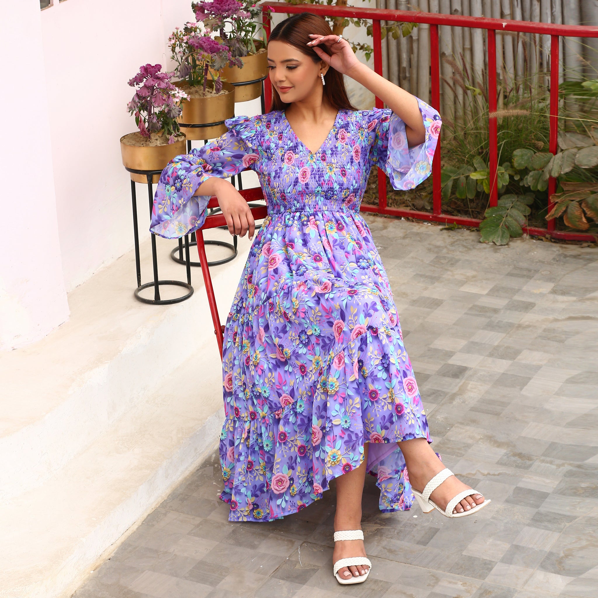 Shevonne Lavender Smocked Maxi Dress