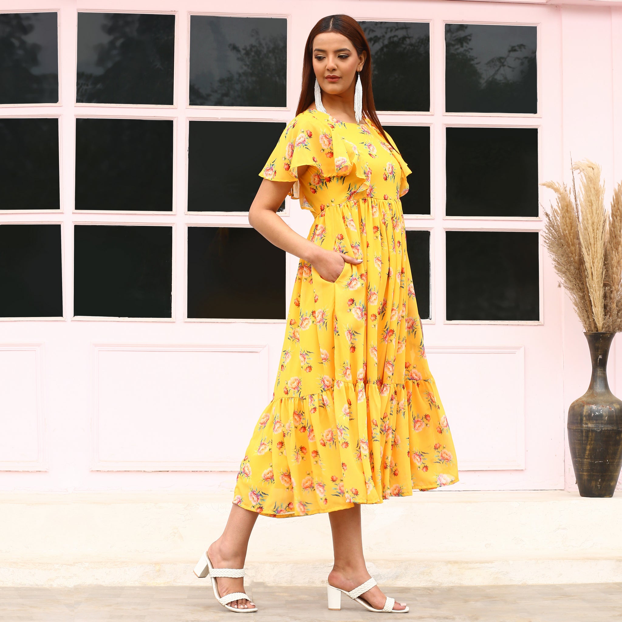 Ania Yellow Floral Maxi Dress