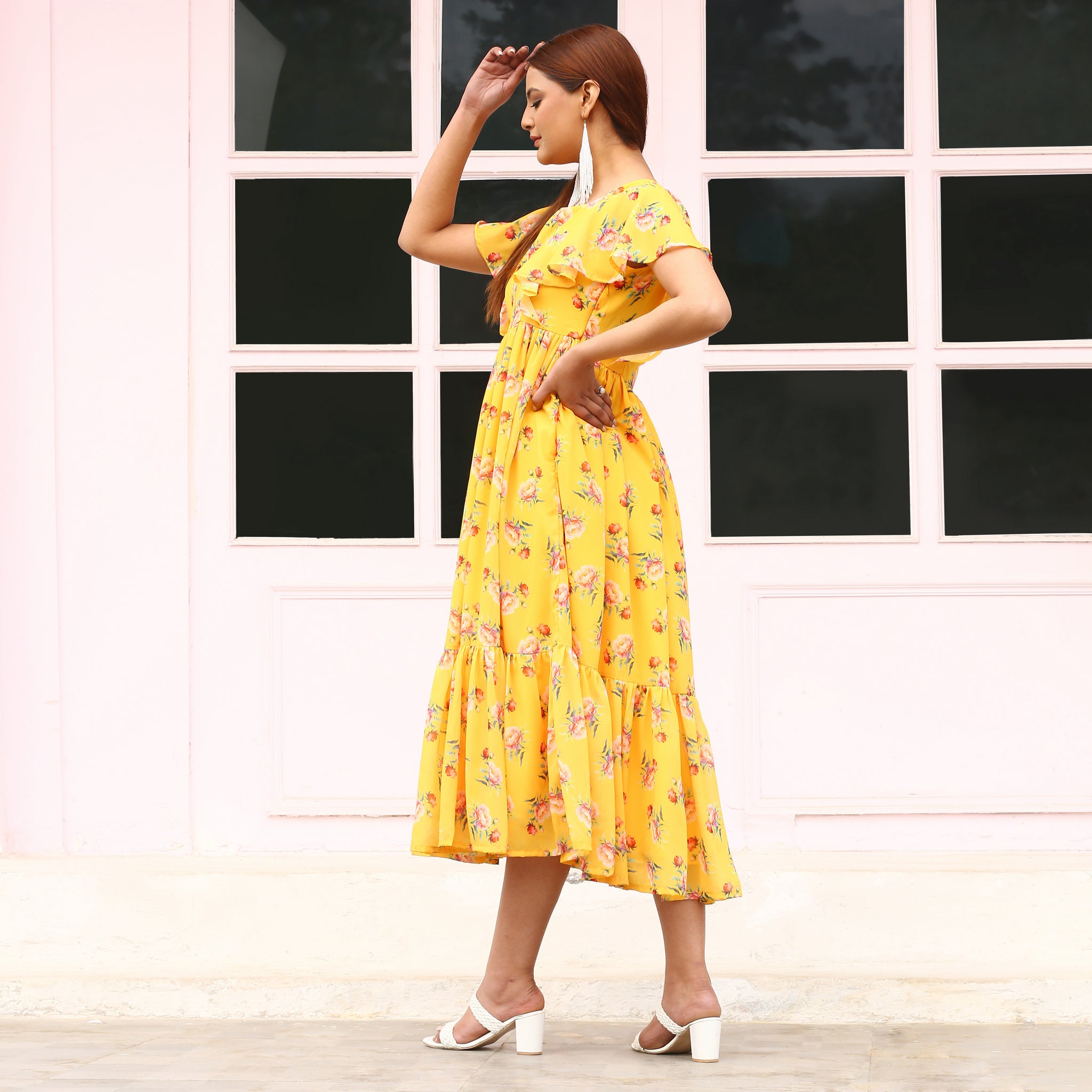 Ania Yellow Floral Maxi Dress