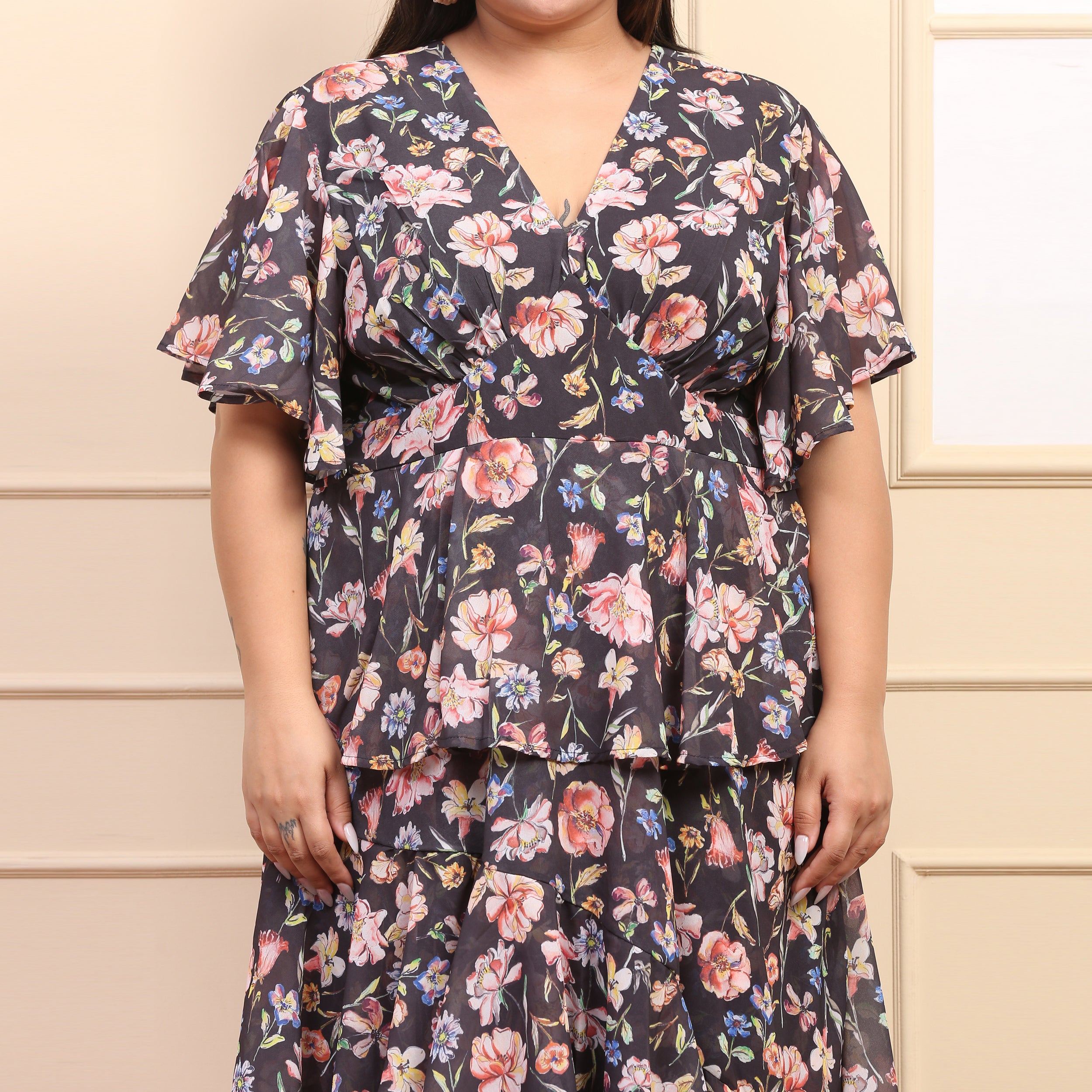 Aster Black Floral Maxi Dress