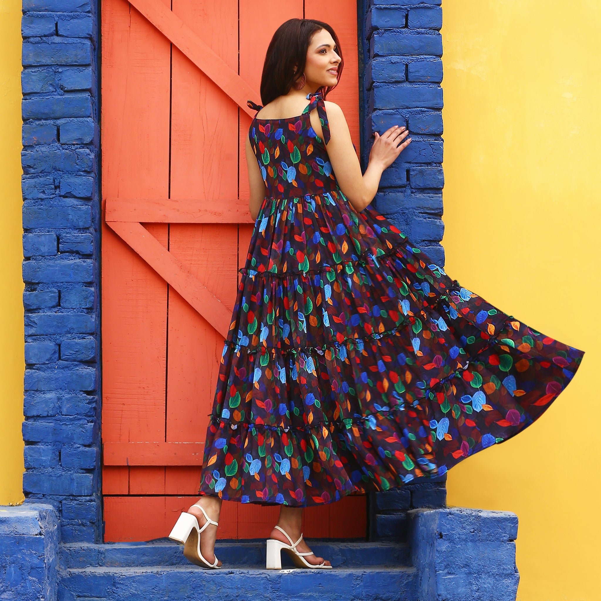 Innessa Leafy Flared Maxi Sundress