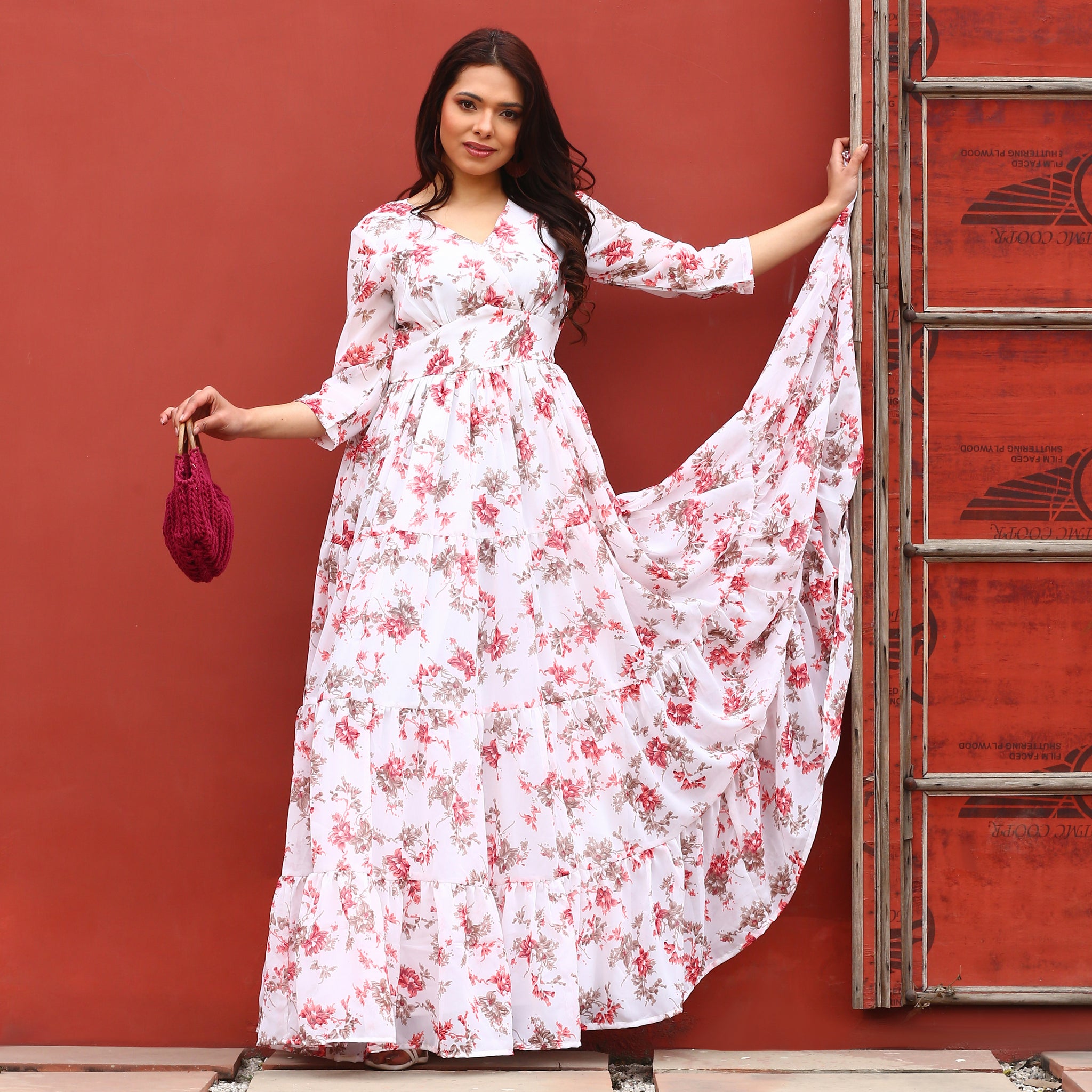 Desirae White Floral Maxi Dress