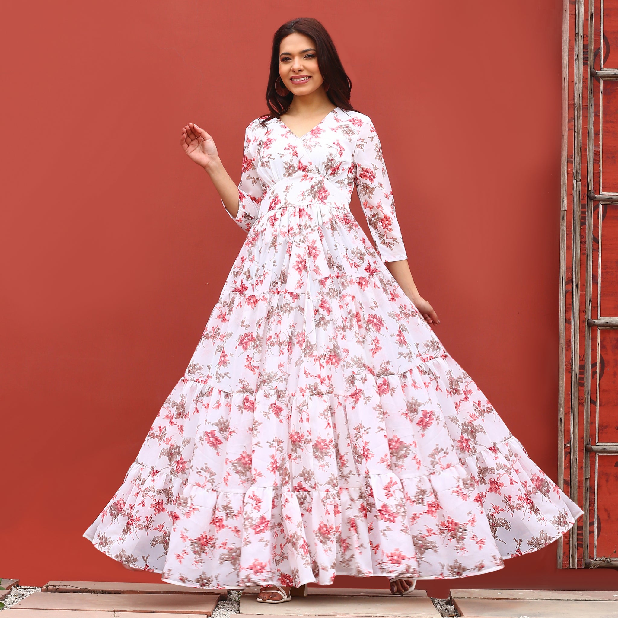 Desirae White Floral Maxi Dress