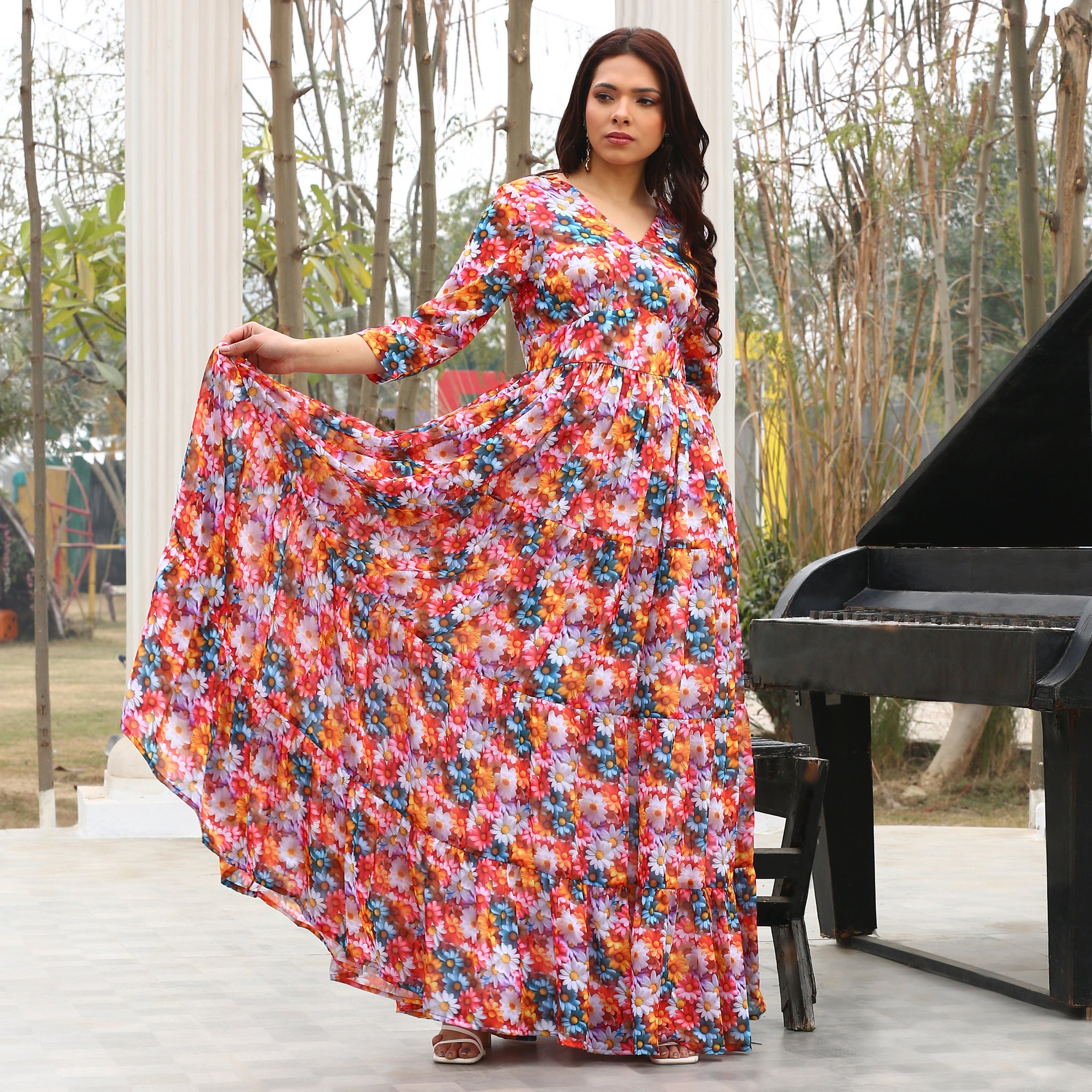 Anique Multicolor Flared Maxi Dress