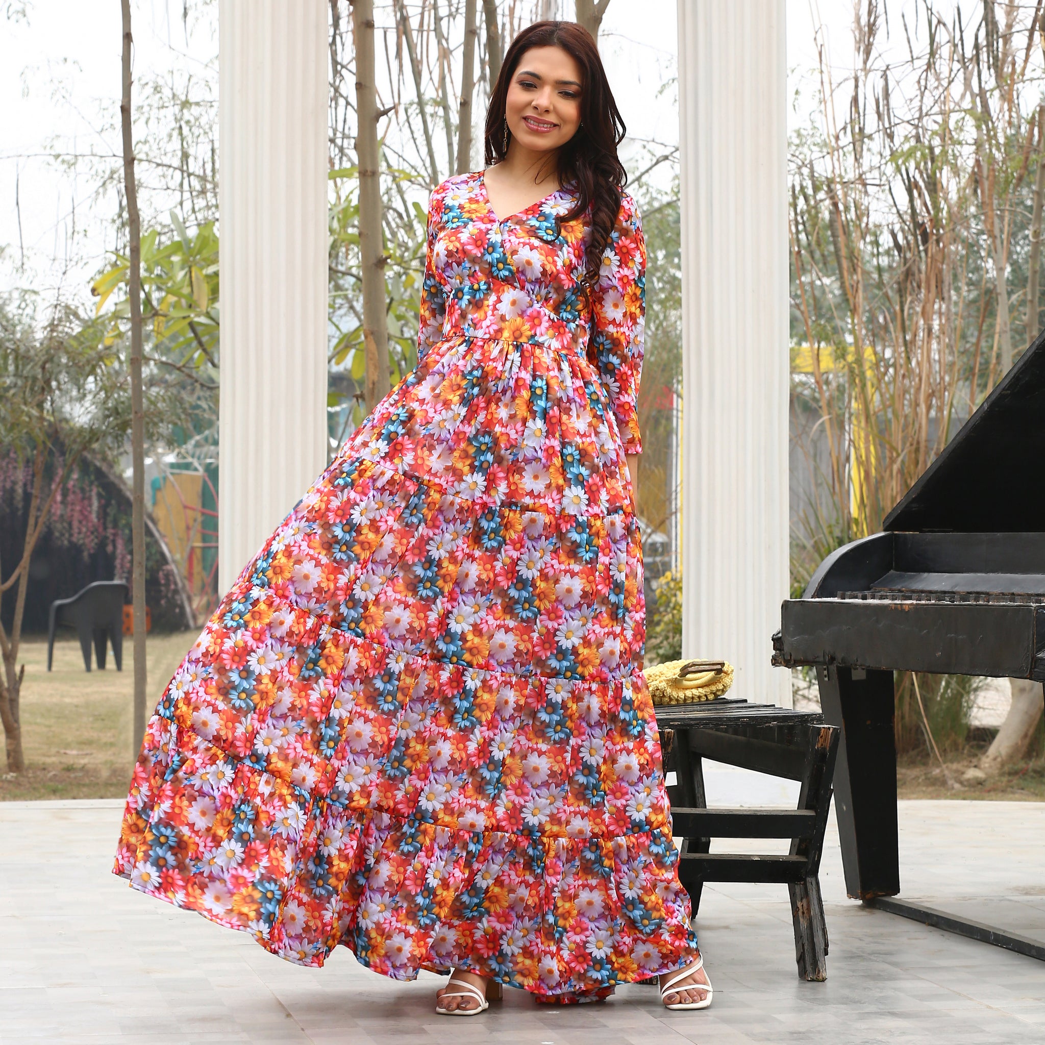 Anique Multicolor Flared Maxi Dress