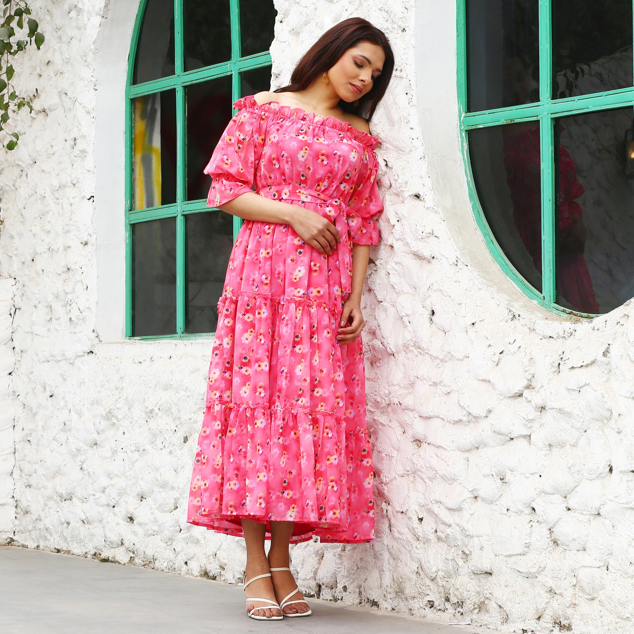 Fenya Pink Floral Maxi Dress