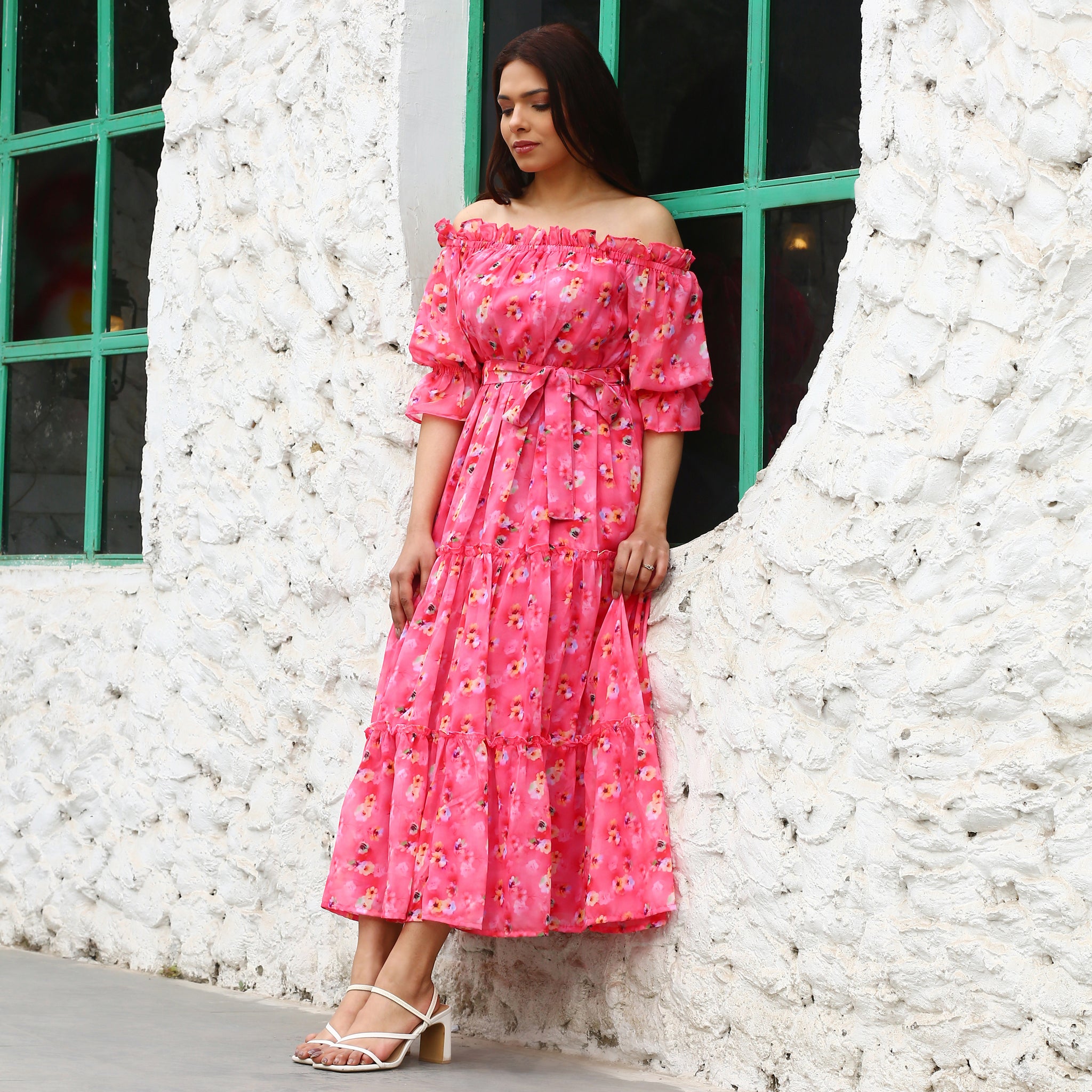 Fenya Pink Floral Maxi Dress