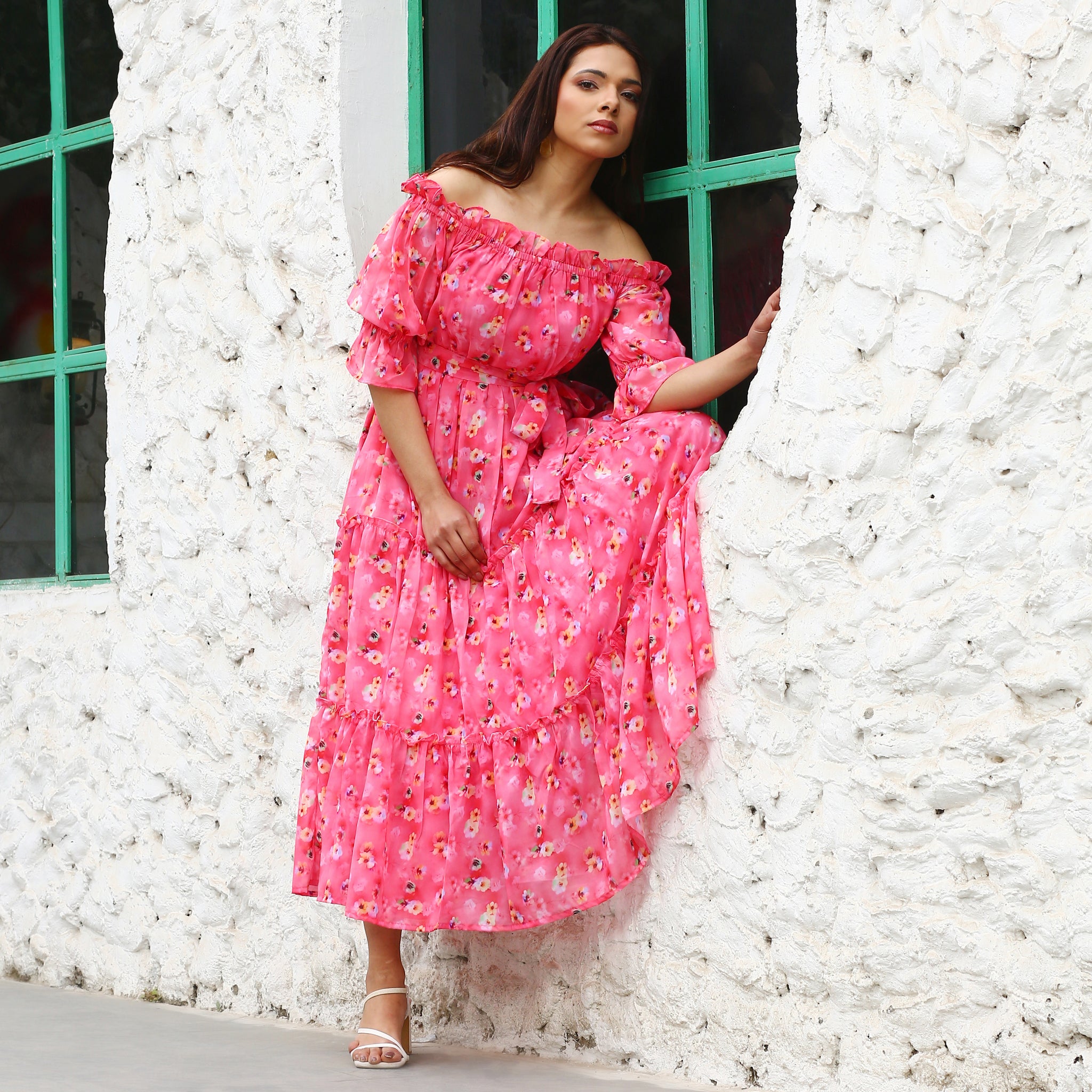 Fenya Pink Floral Maxi Dress