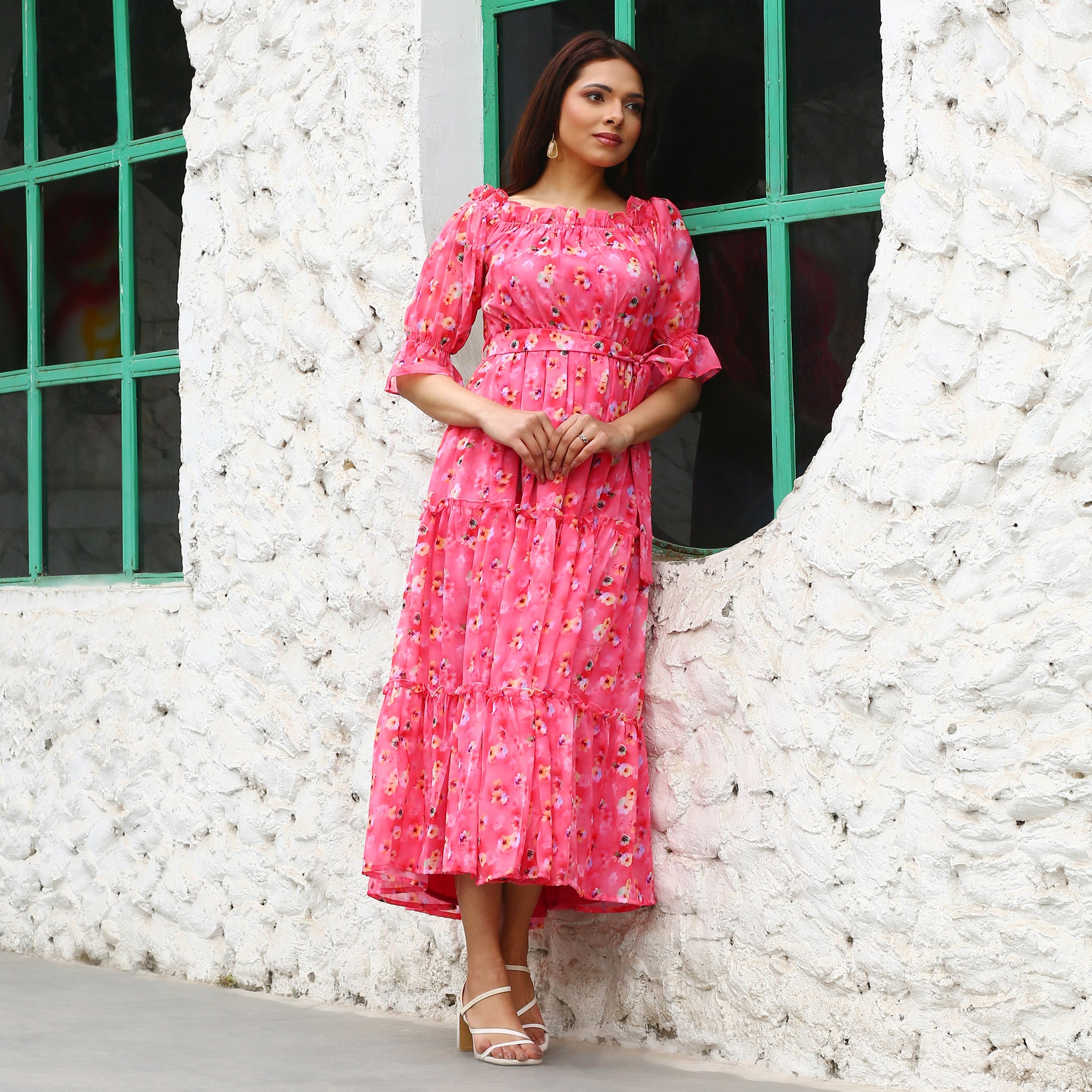 Fenya Pink Floral Maxi Dress