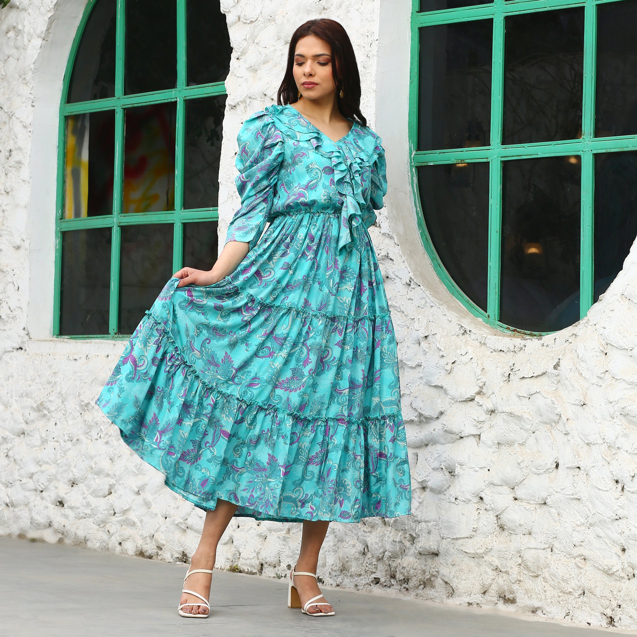 Darya Blue Paisley Maxi Dress